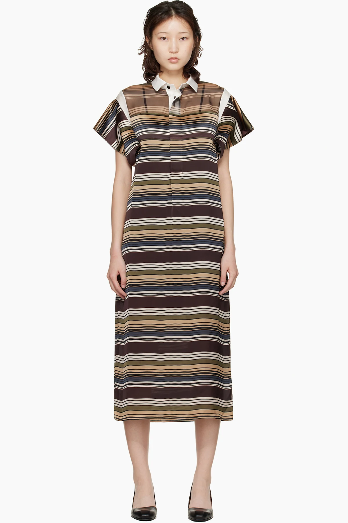 Multicolor Horizontal Stripe Midi Dress