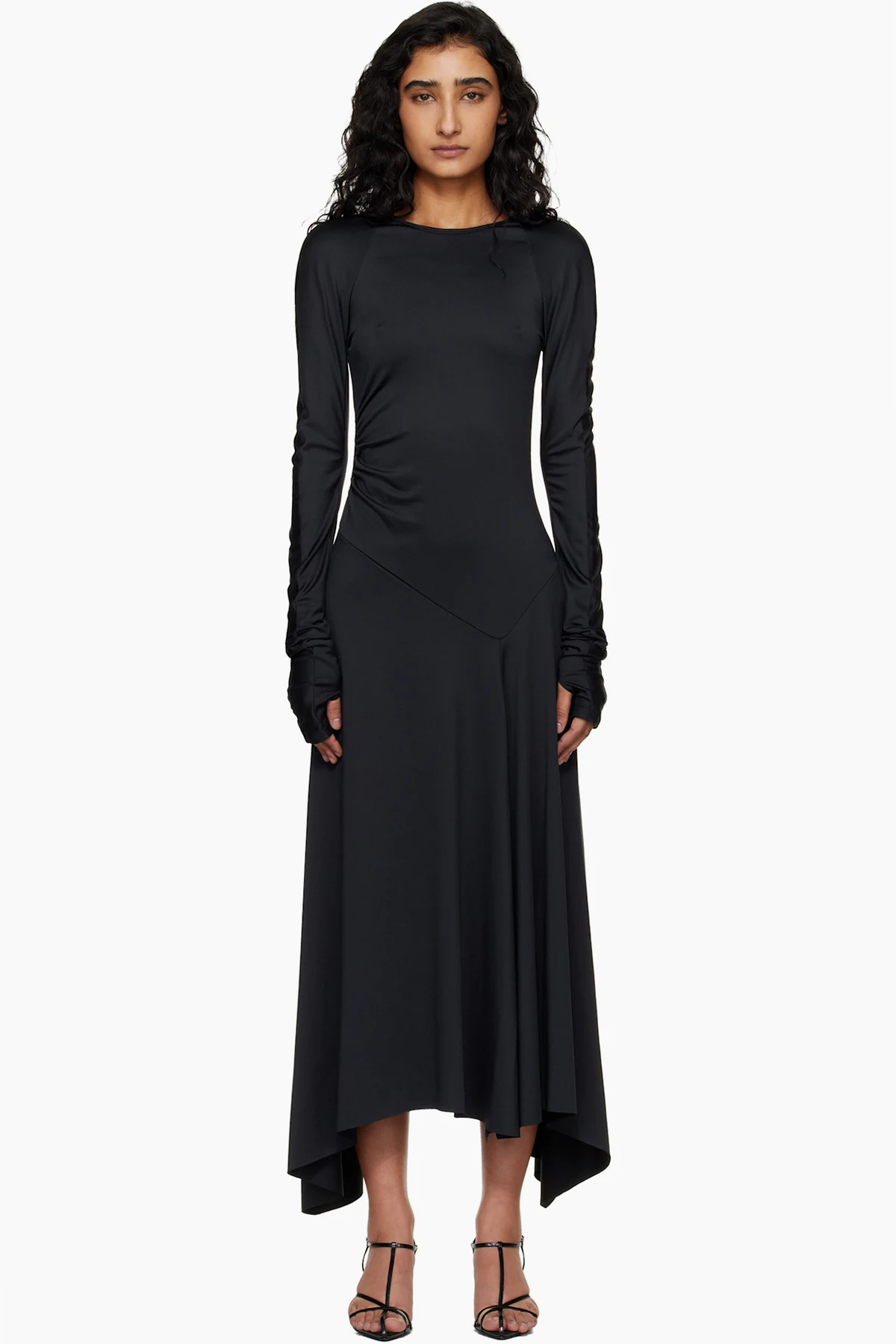 Black Long Sleeve Midi Dress