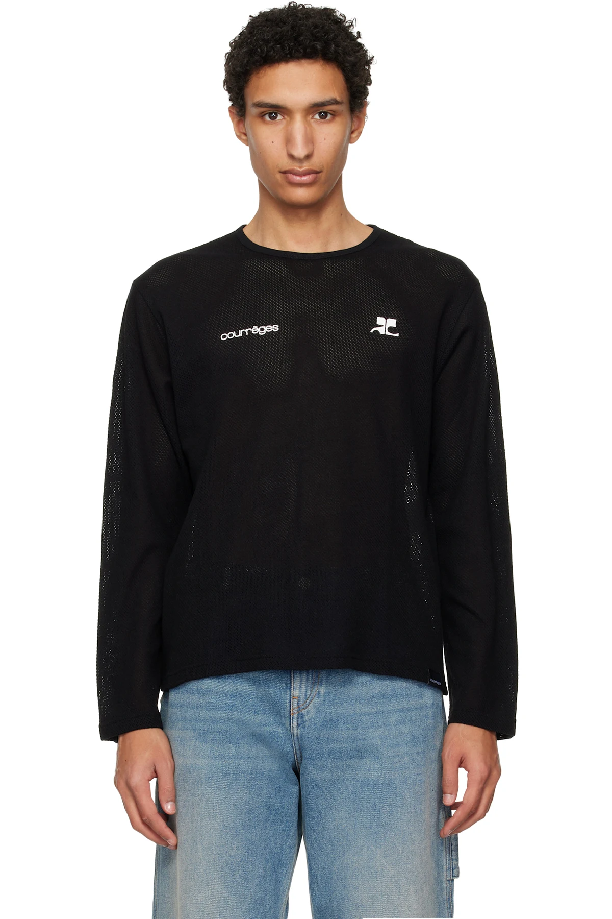 Black Printed Mesh T-shirt