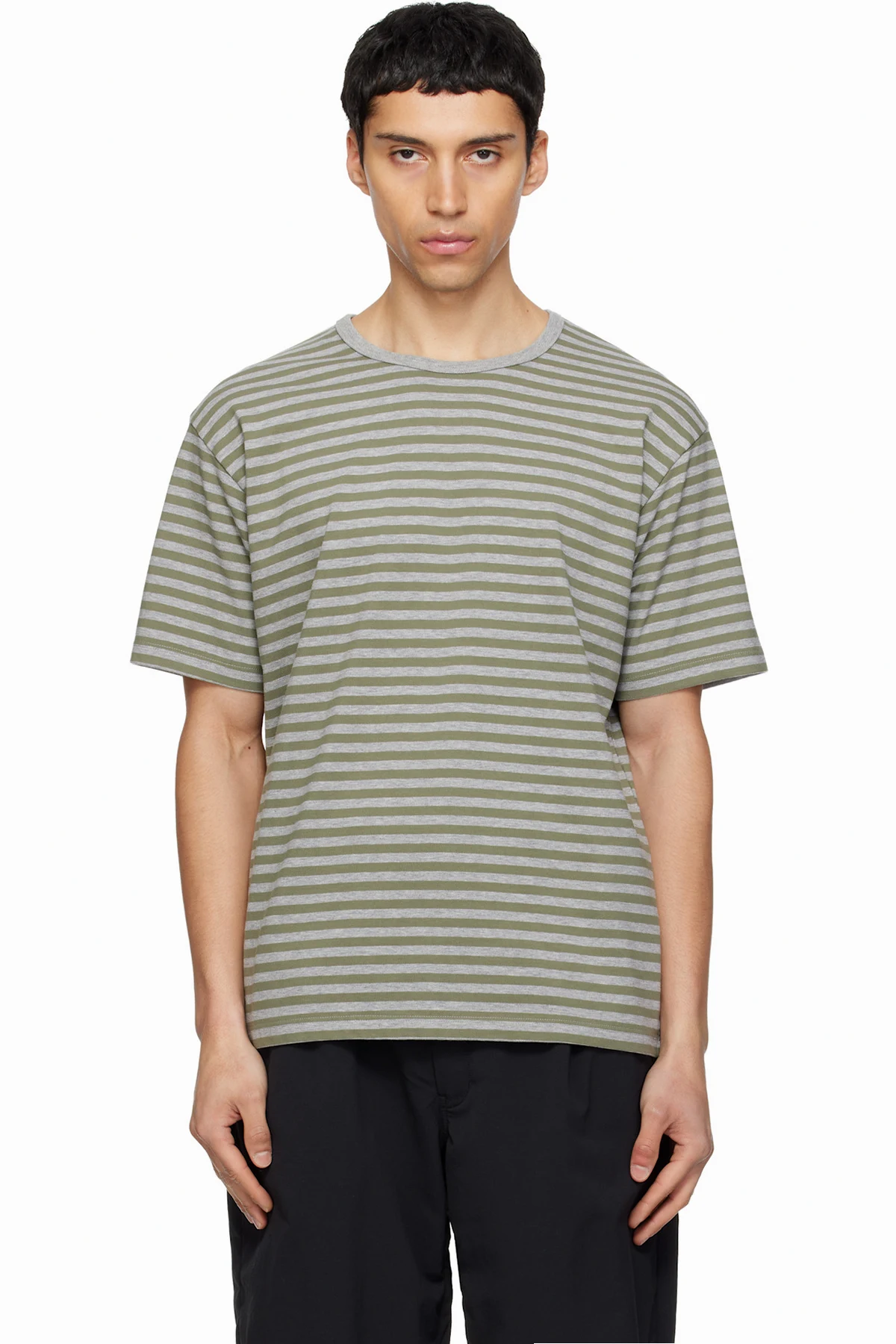 Khaki & Gray COOLMAX Stripe Jersey T-shirt