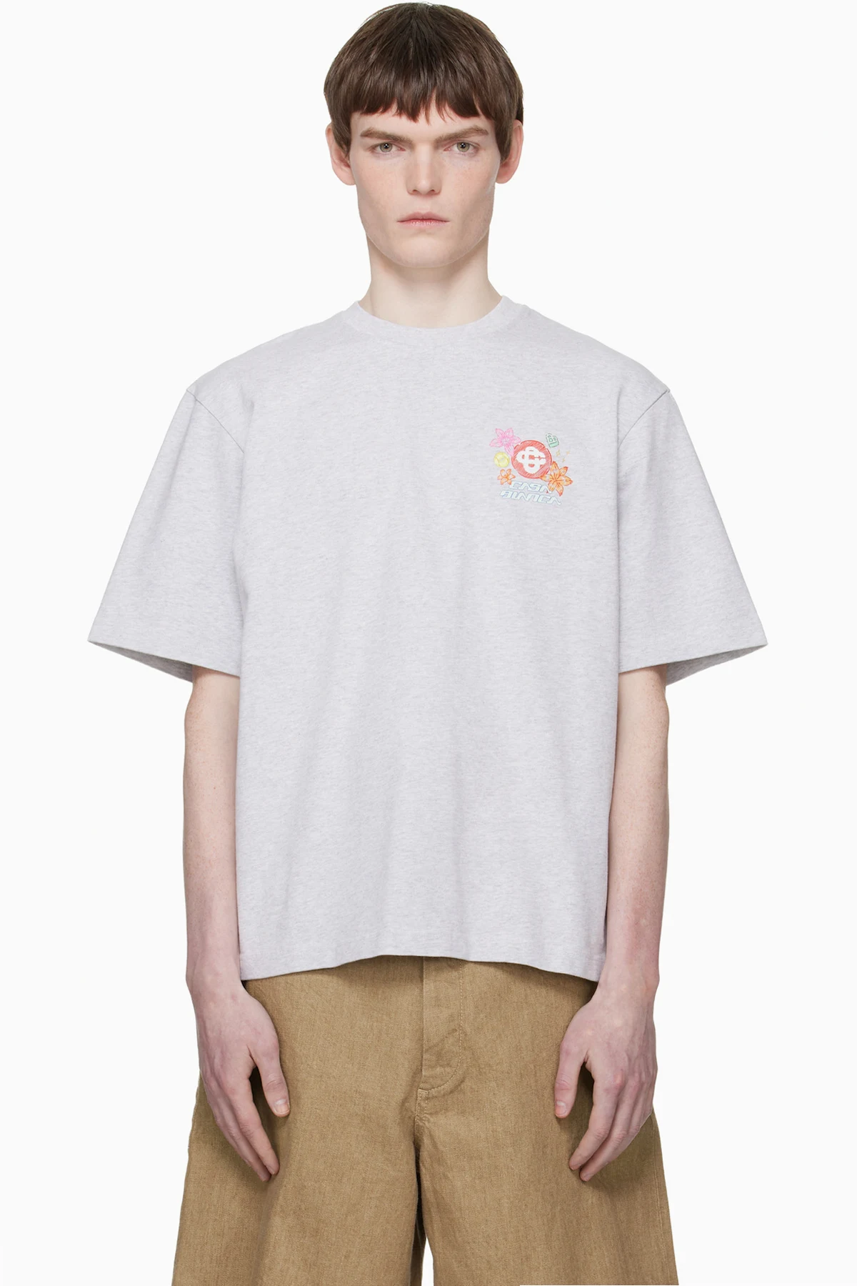 Gray 'Collage D'Icônes Graphiques' Oversized T-shirt