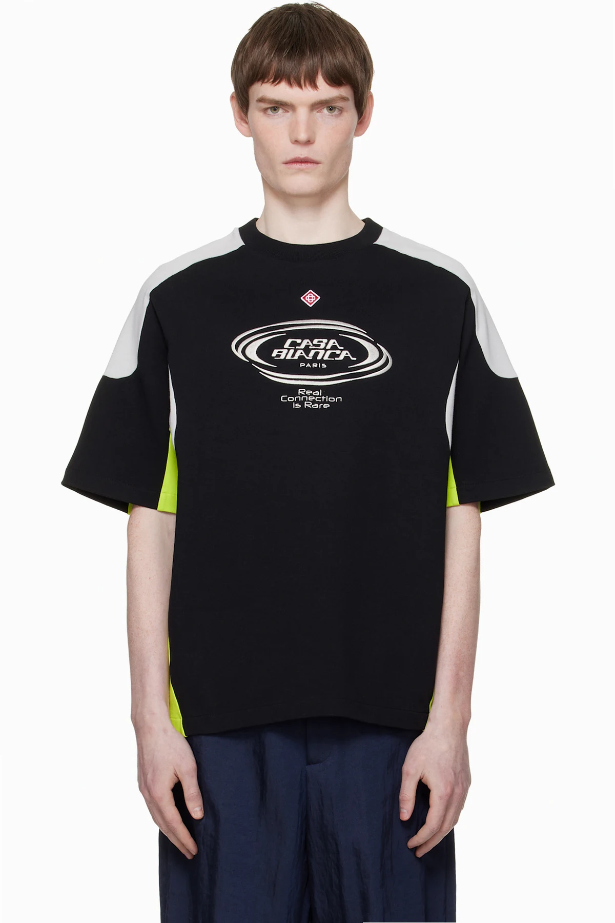 Black Colourblock Oversized Short Sleeve T‑shirt