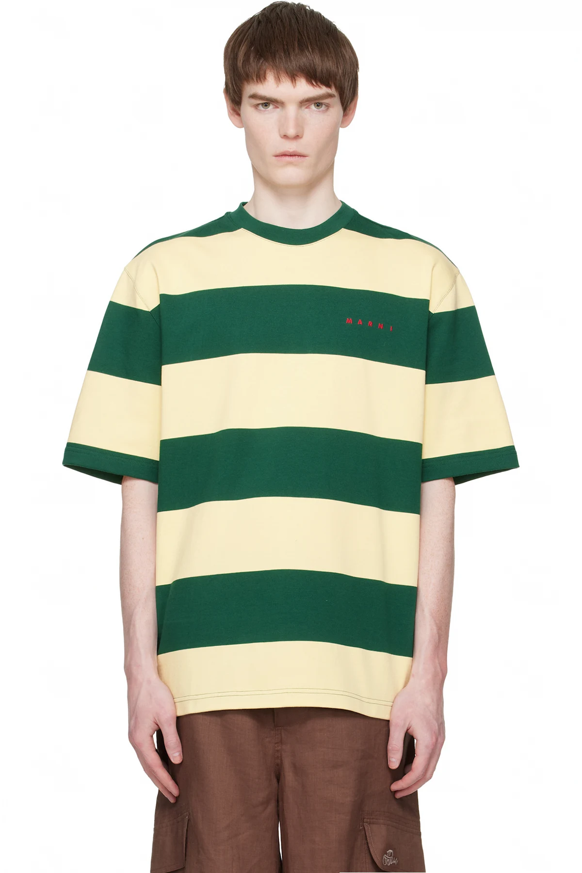 Green & Yellow Maxi-Stripe Cotton T-shirt