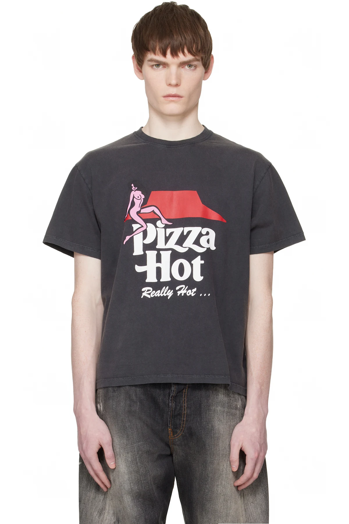 Black 'Pizza Hot' T-shirt