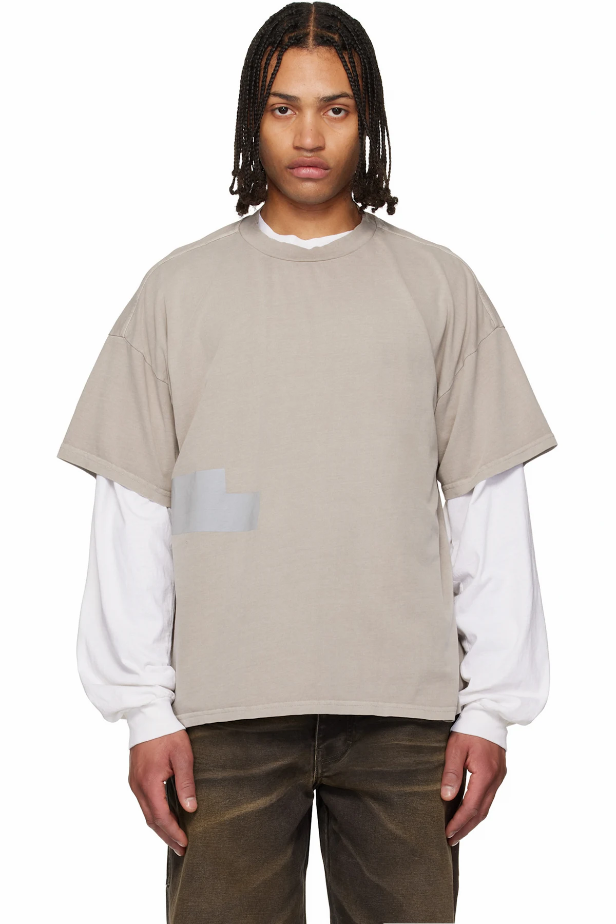 Taupe Taped Patch T-shirt