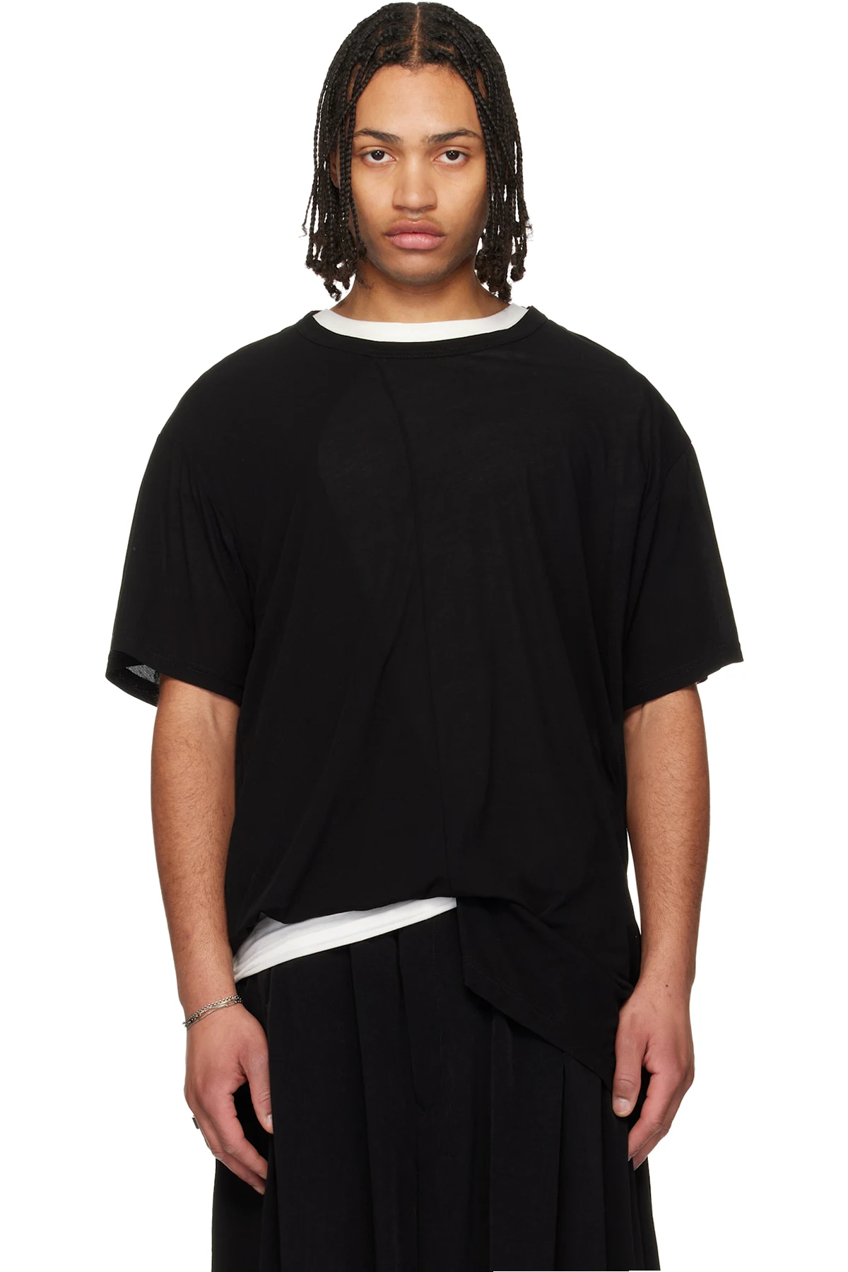 Black Asymmetric Short Sleeve T-shirt