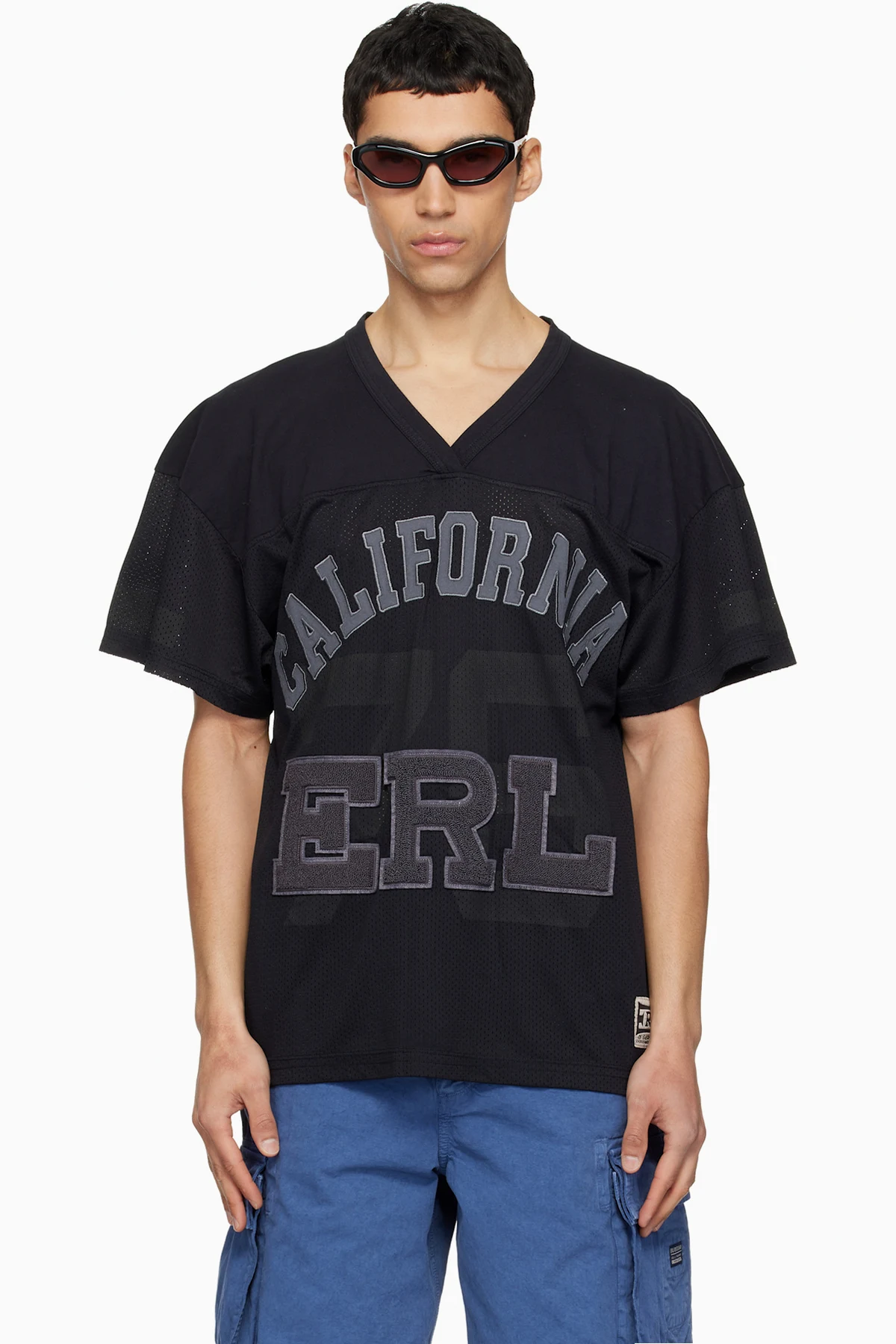 Black Mesh Football T-shirt