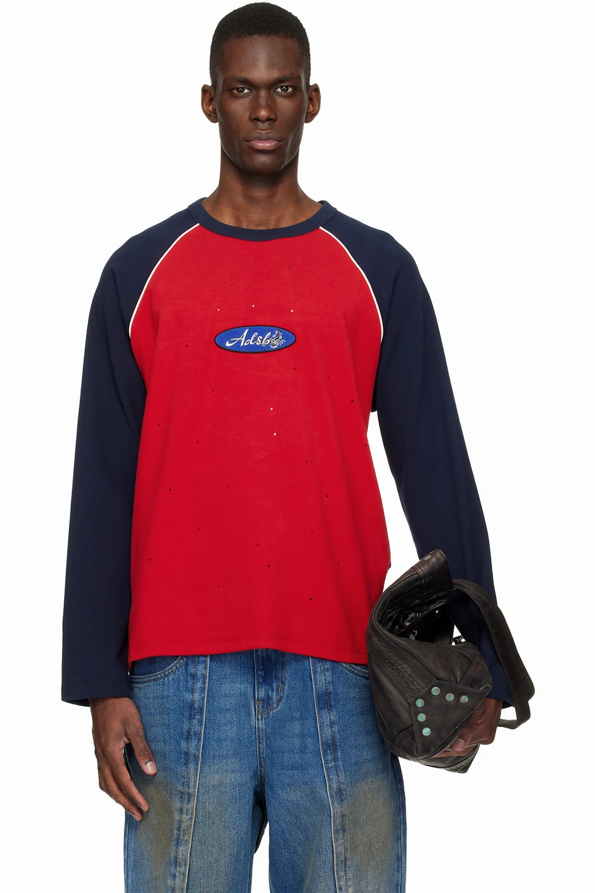 Red & Navy Logo Wappen Raglan LS T-shirt