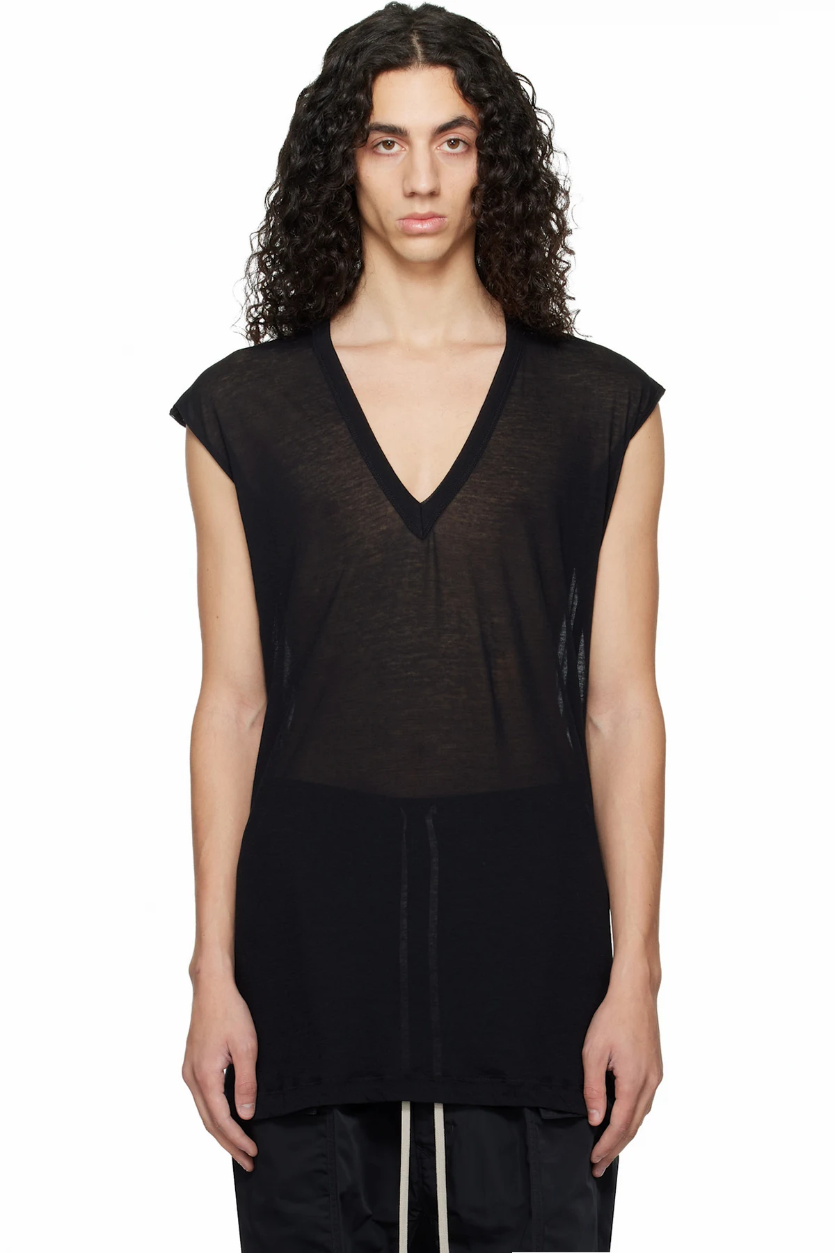 Black Temple Deep V SL T-shirt