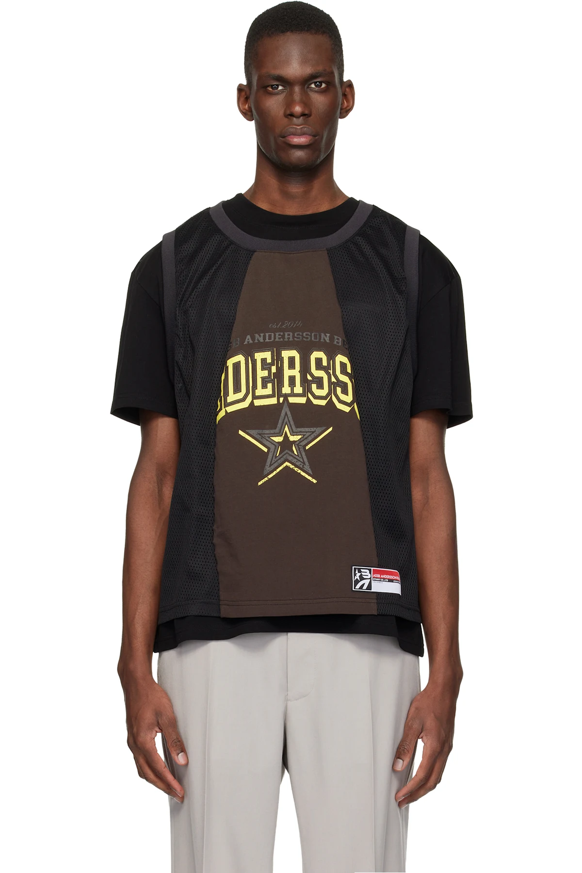 Black & Brown Basketball Jersey Layered T-shirt