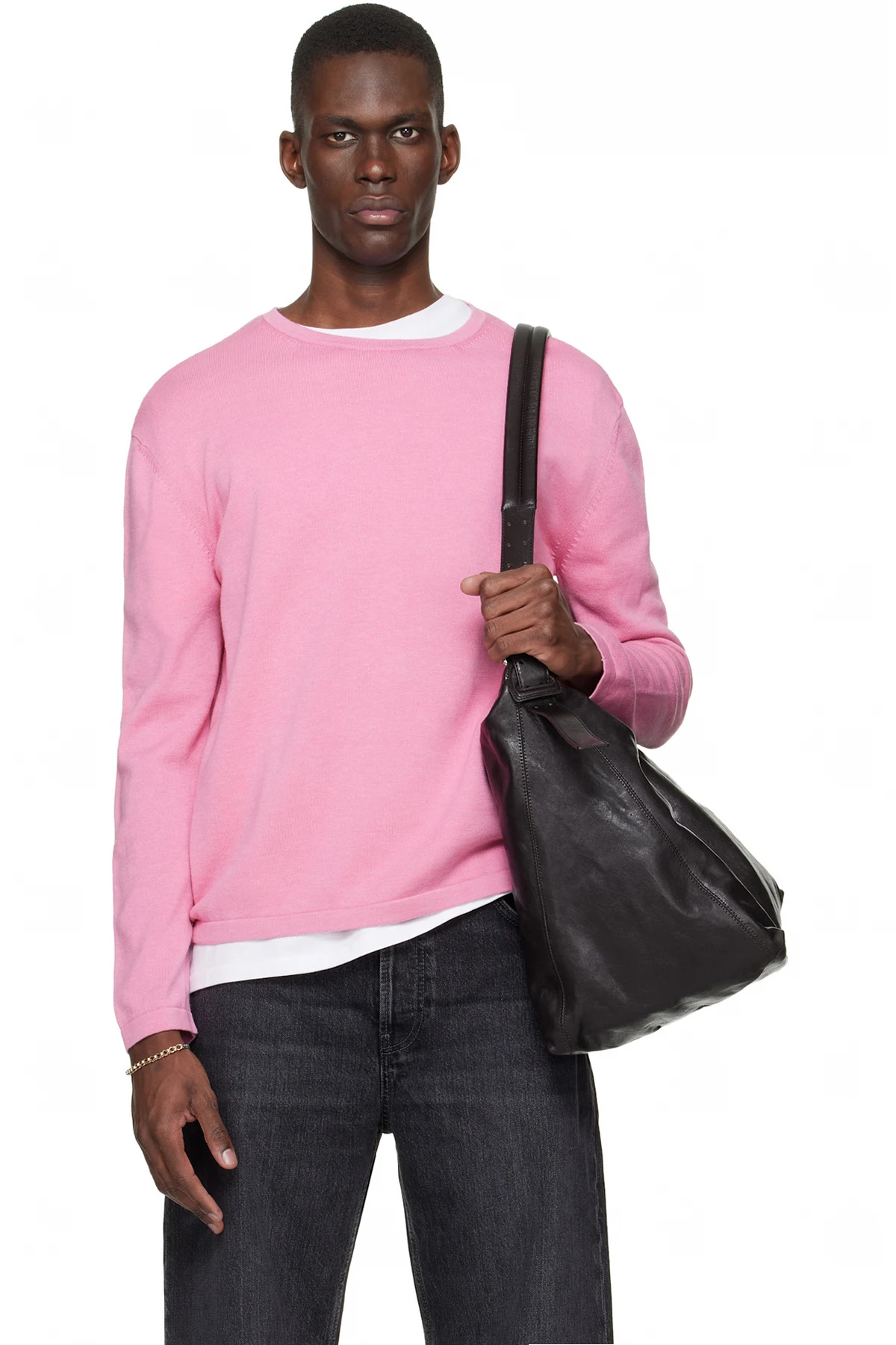 Pink Long Sleeve Crewneck T-shirt