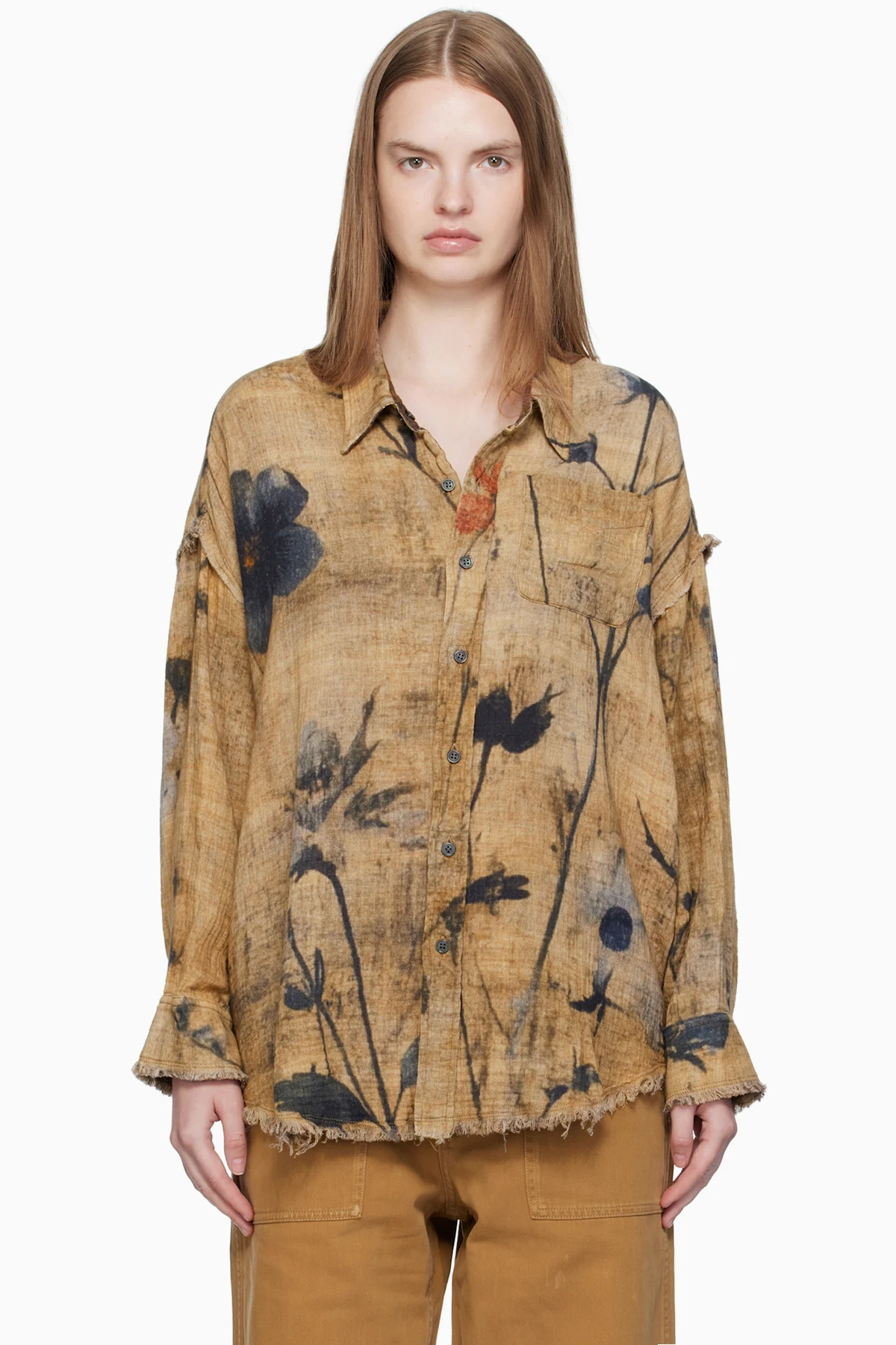 Tan & Brown Drop Neck Reversible Shirt