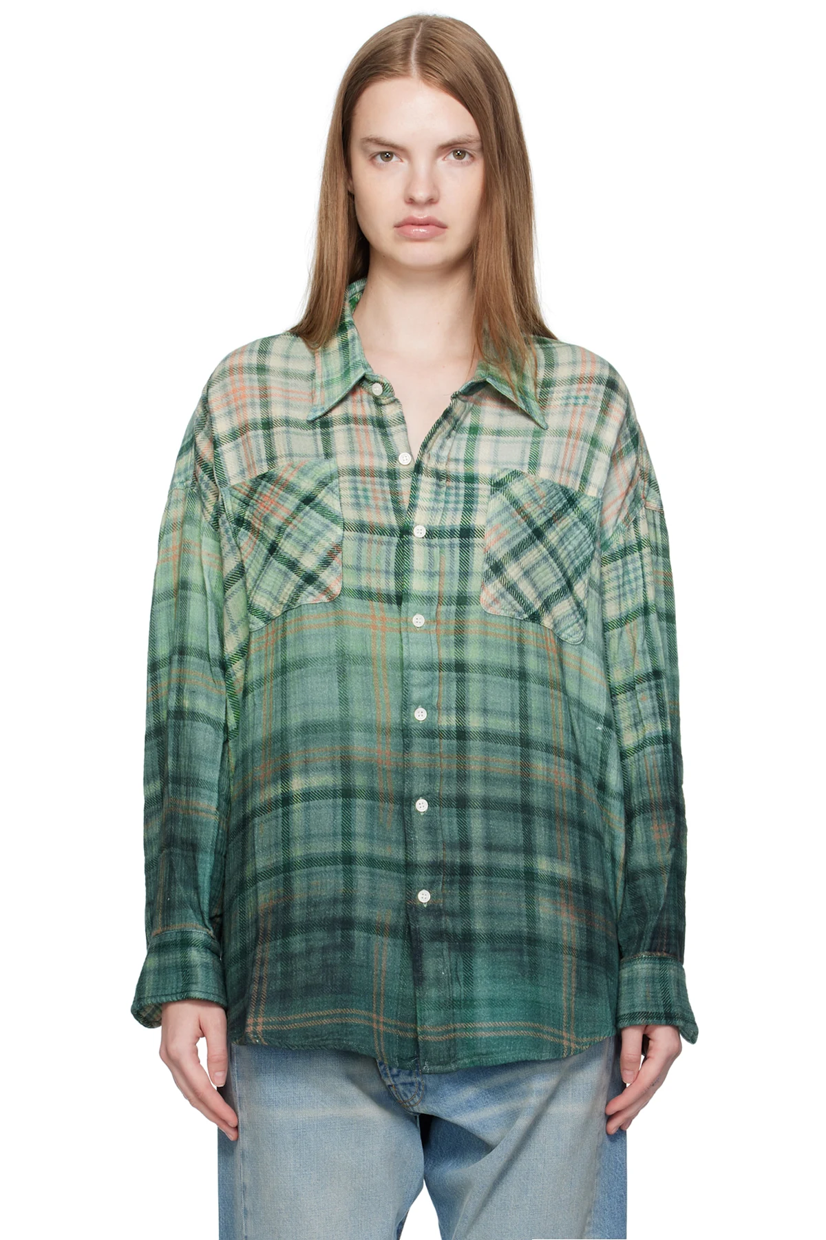 Green Drop Neck Work Shirt