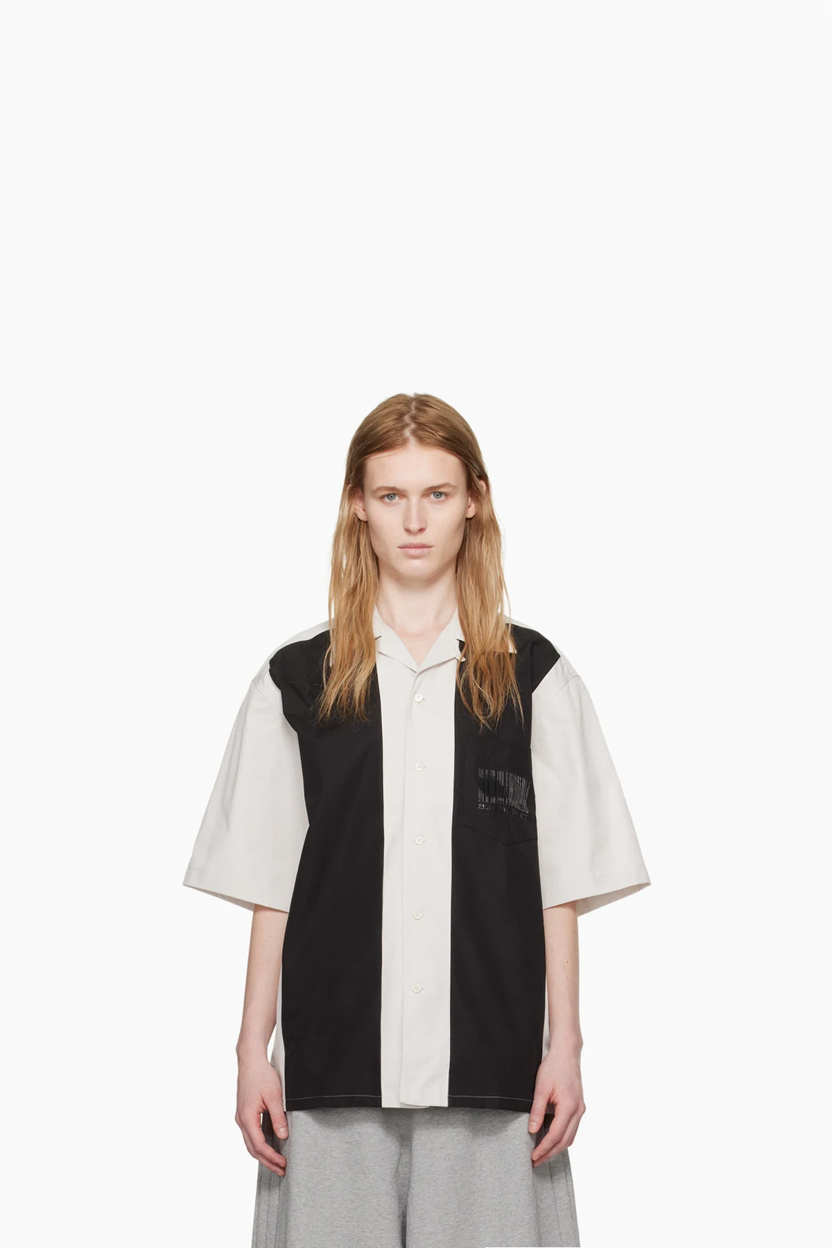 Gray & Black Spread Collar Shirt