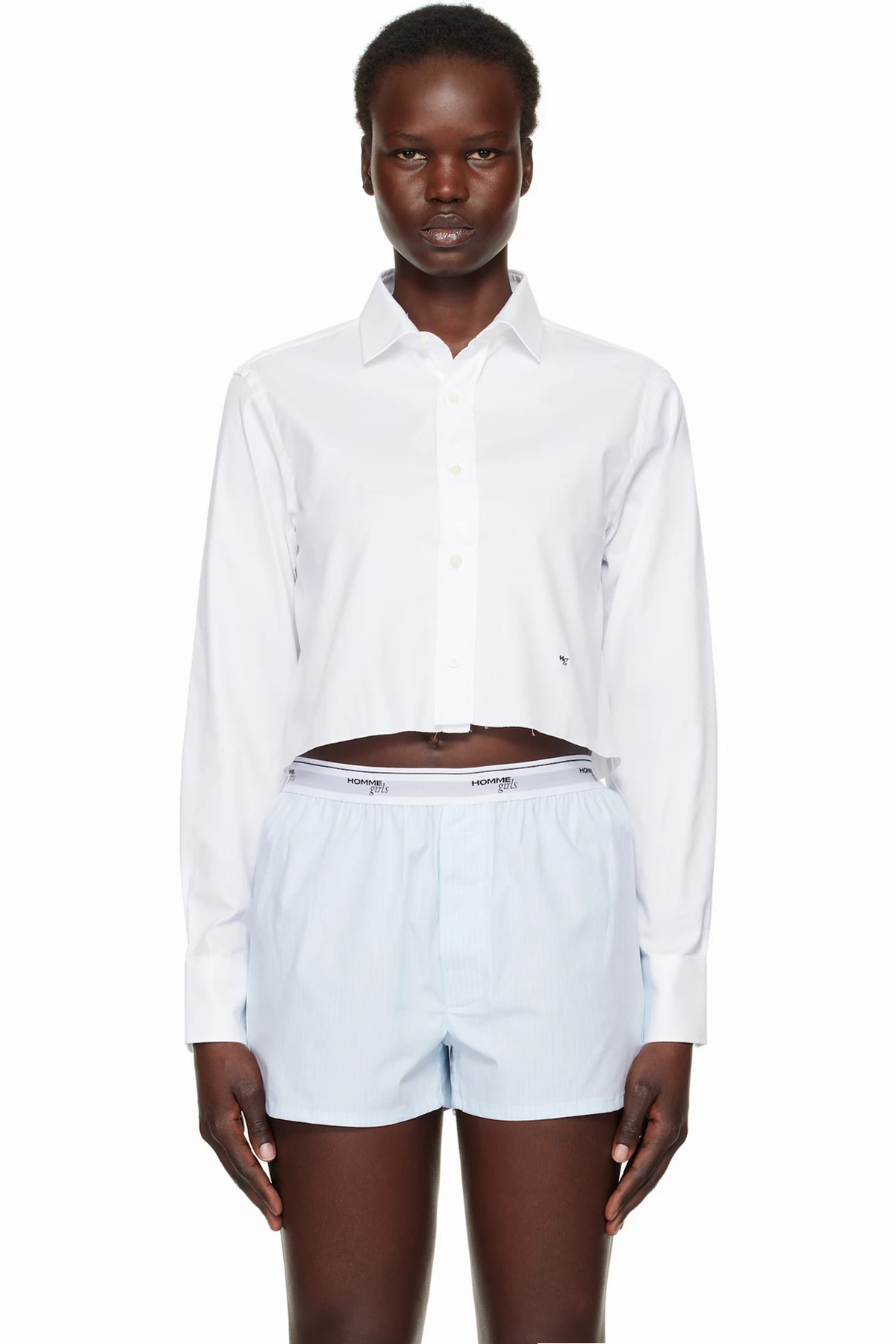 White Cropped Shirt