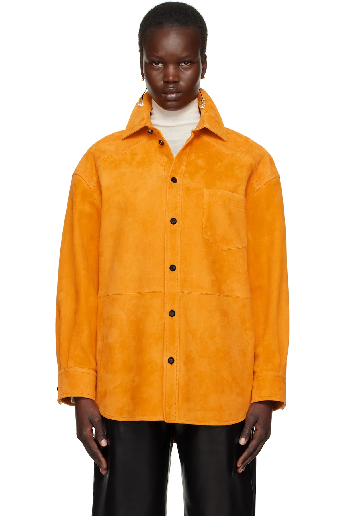 Orange Suede Leather shirt