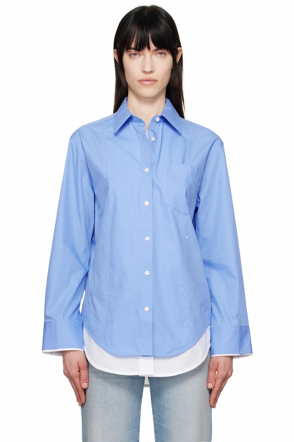 Blue & White Relaxed Double-Layer Shirt