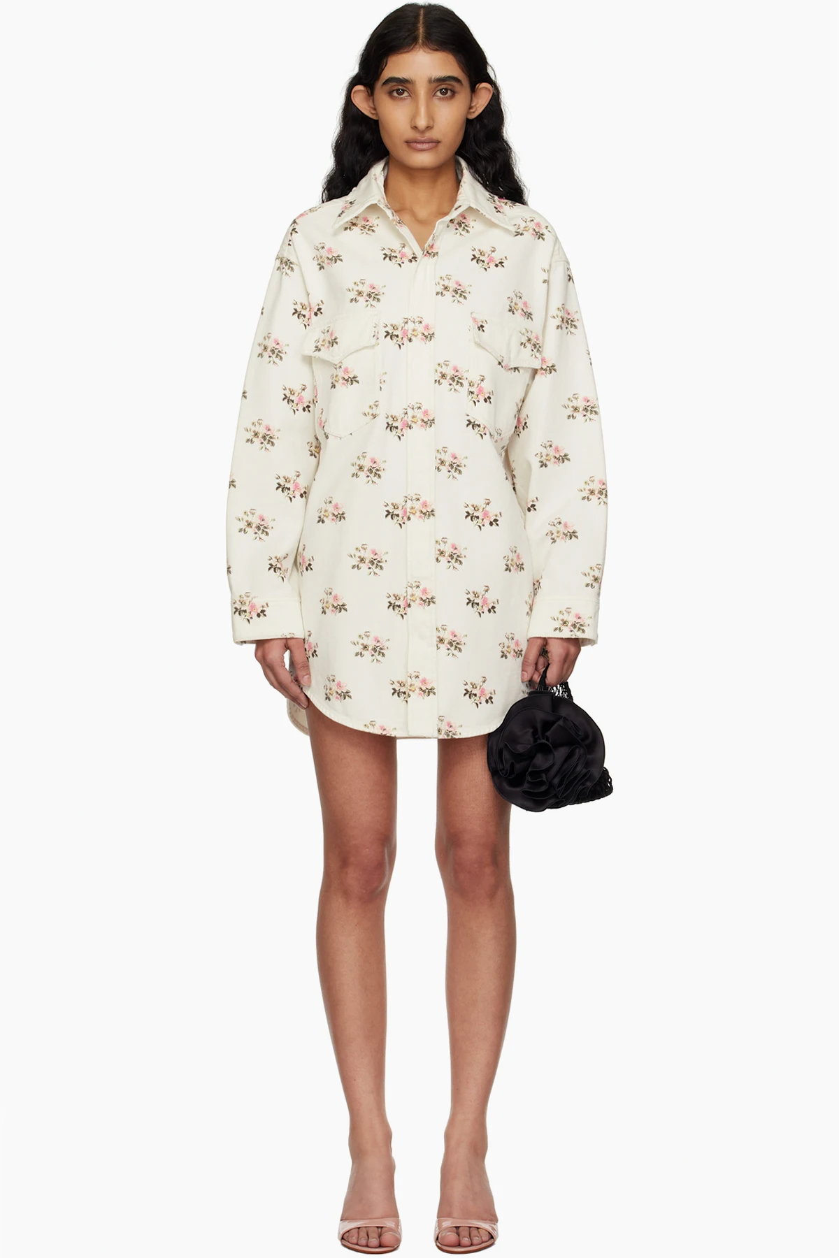 White Printed Denim Overshirt