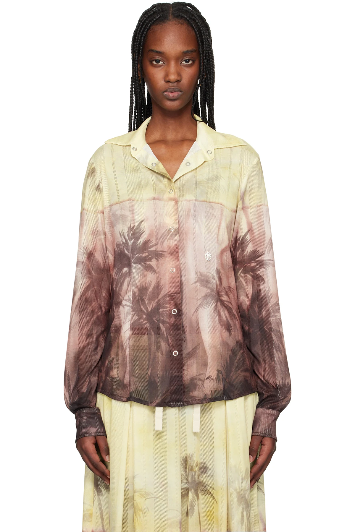 Yellow & Brown Sunset Palms Shirt