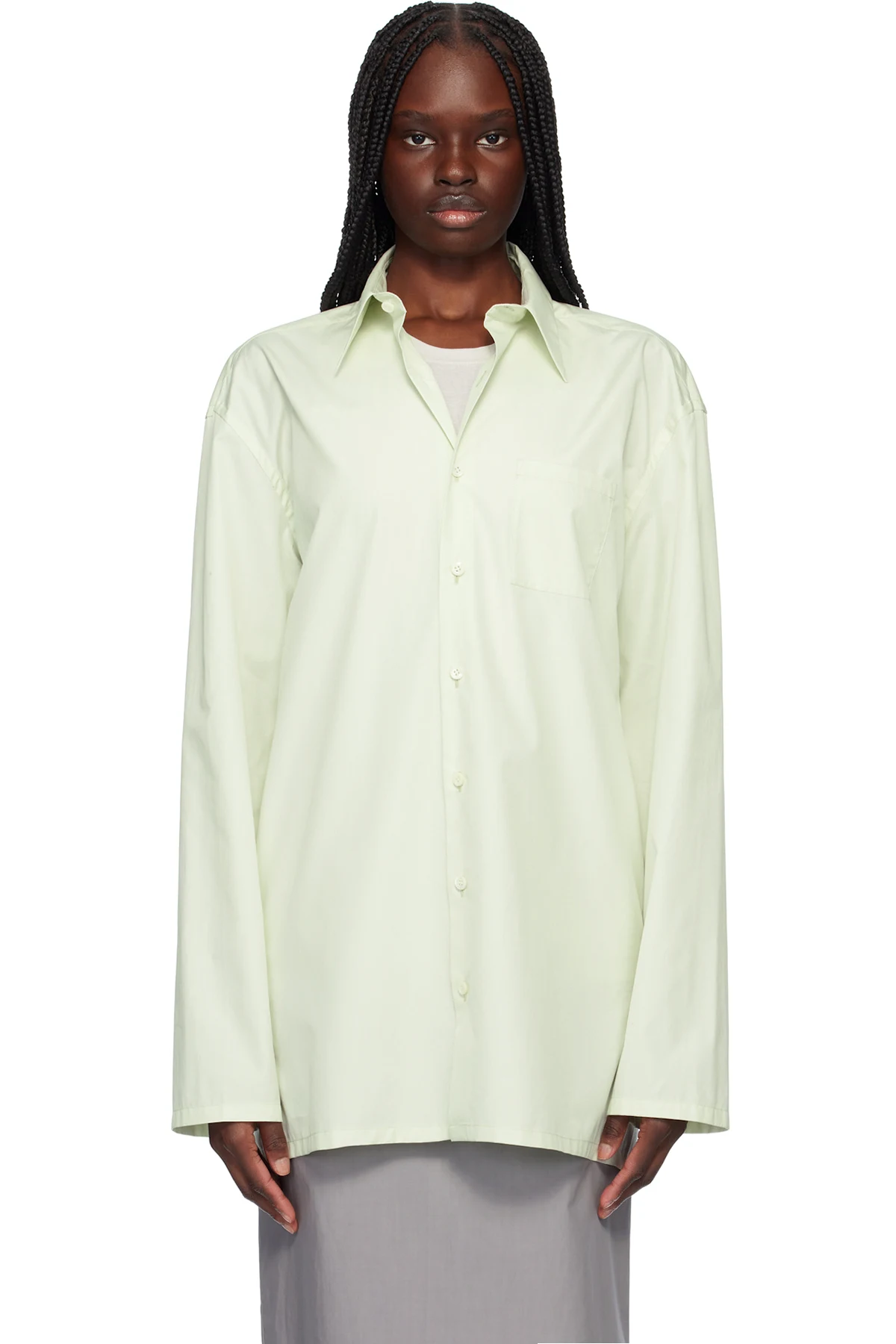 Green Popeline Cotton Shirt