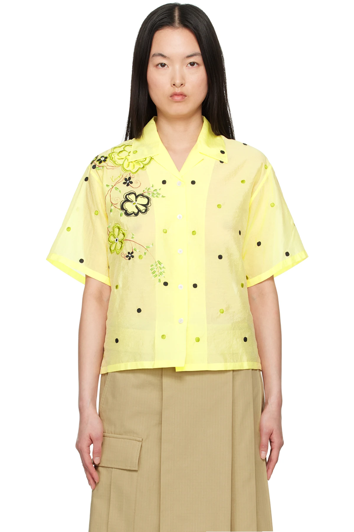 Yellow Kenzo Paris 'KENZO Peonies' Embroidered Shirt