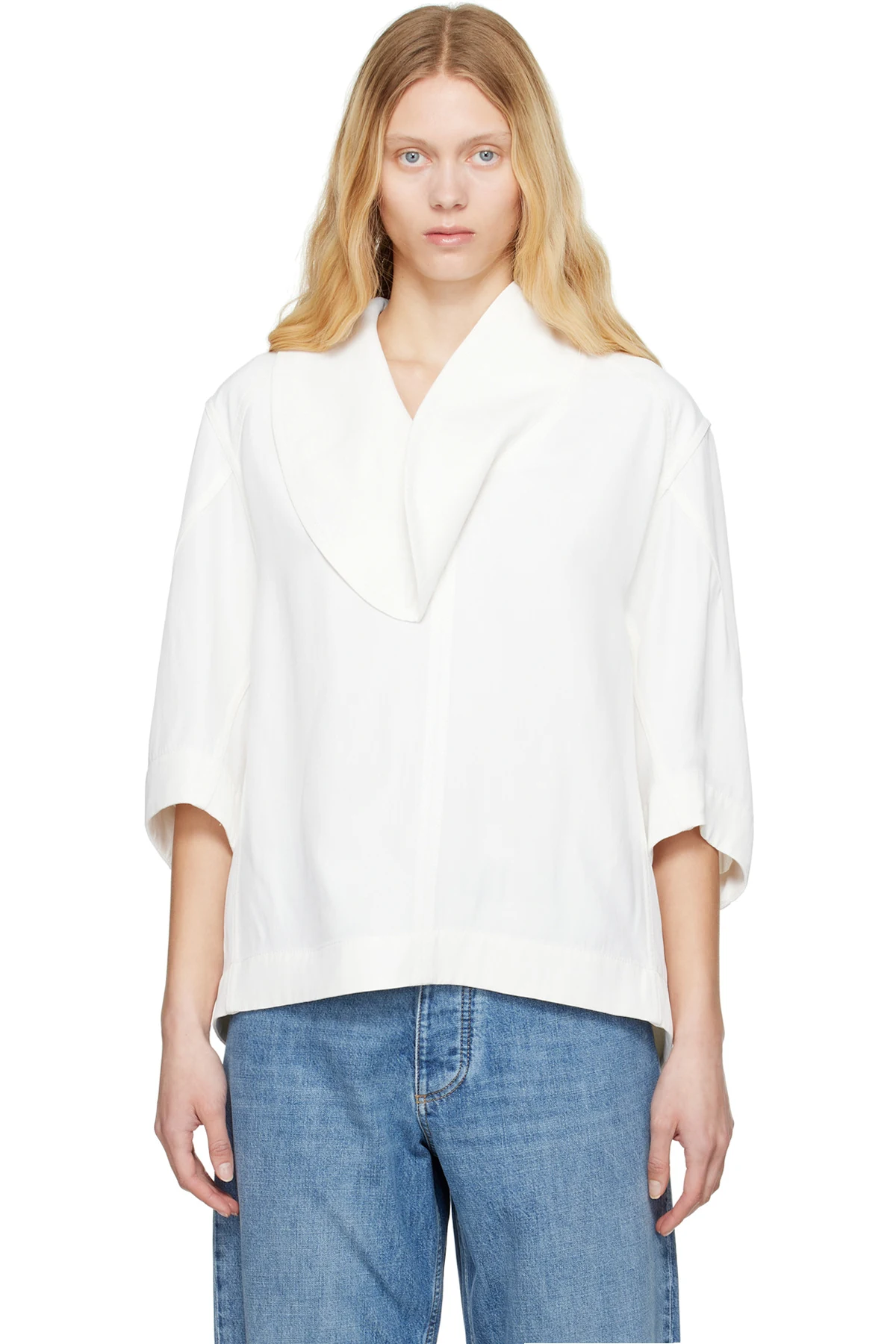 Off-White Grainy Viscose Linen Cocoon Shirt