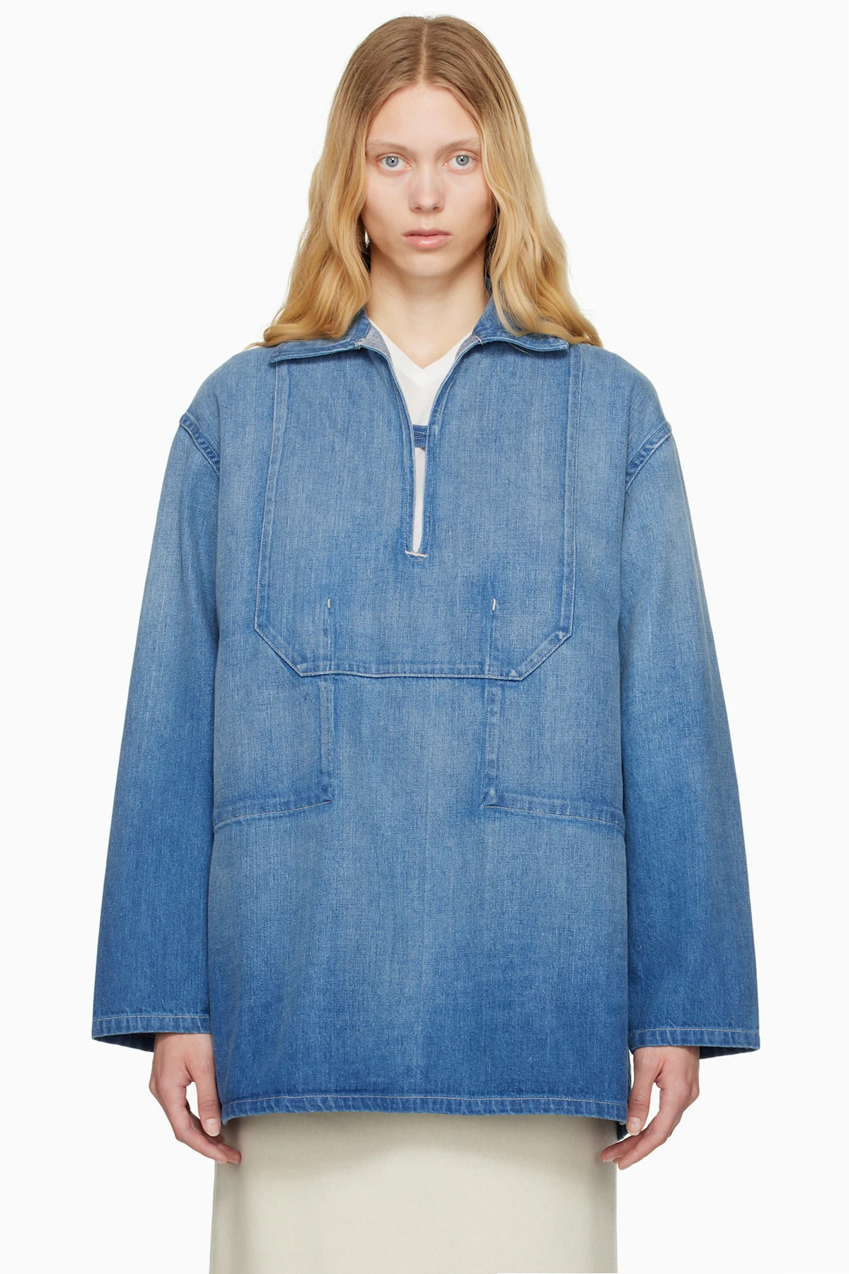 Blue Selvedge Faded Light Denim Shirt