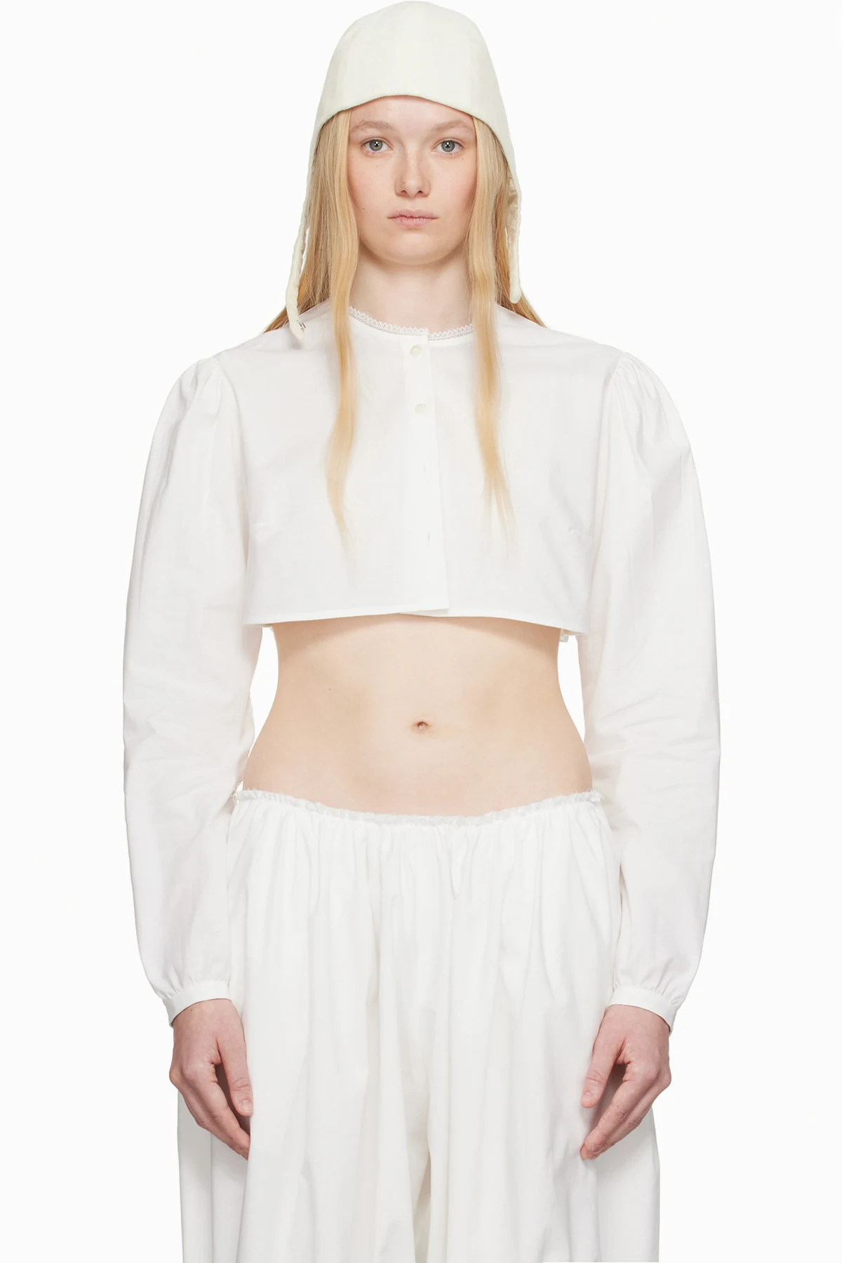 White Cotton Crop Blouse