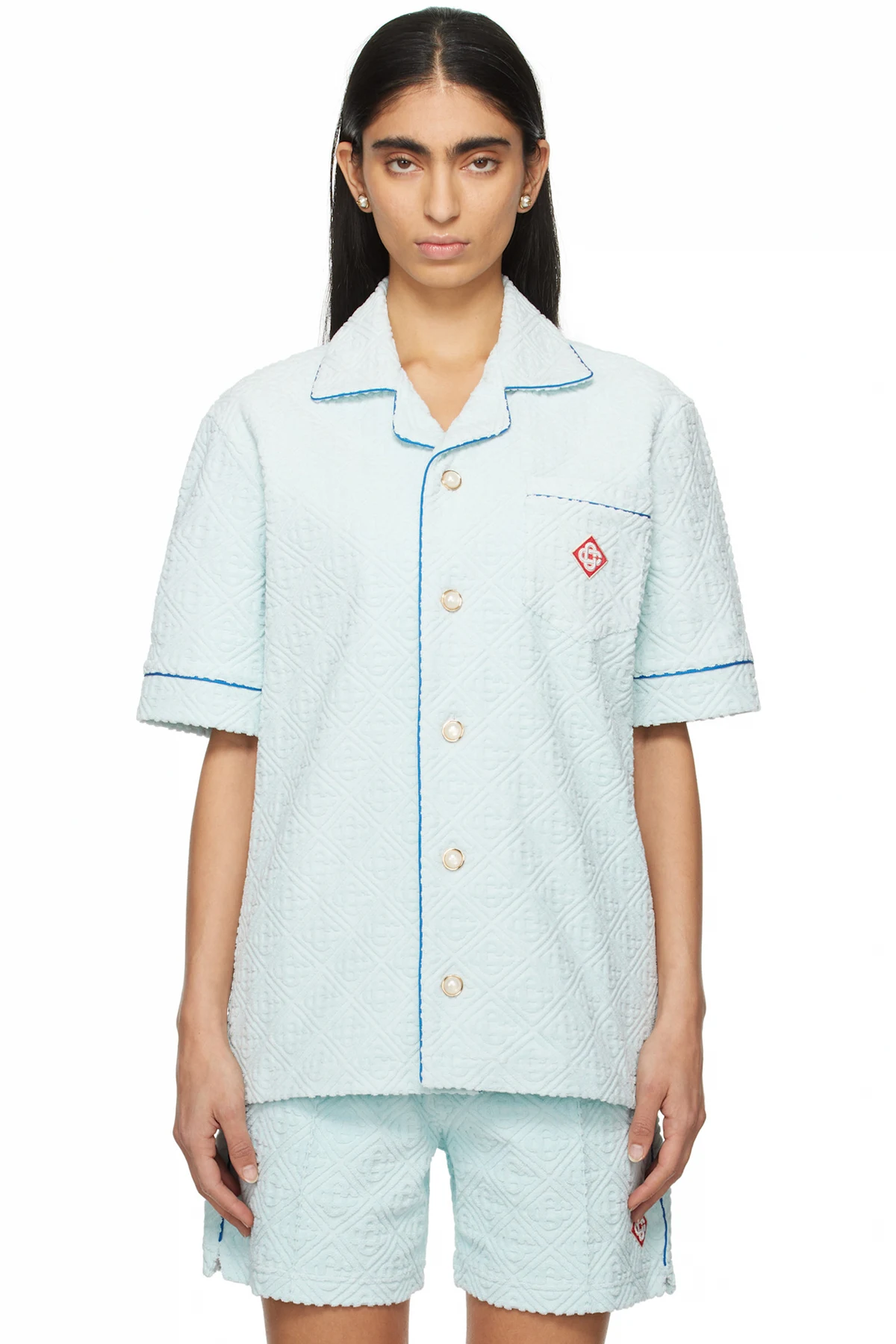 Blue Monogram Towelling Shirt