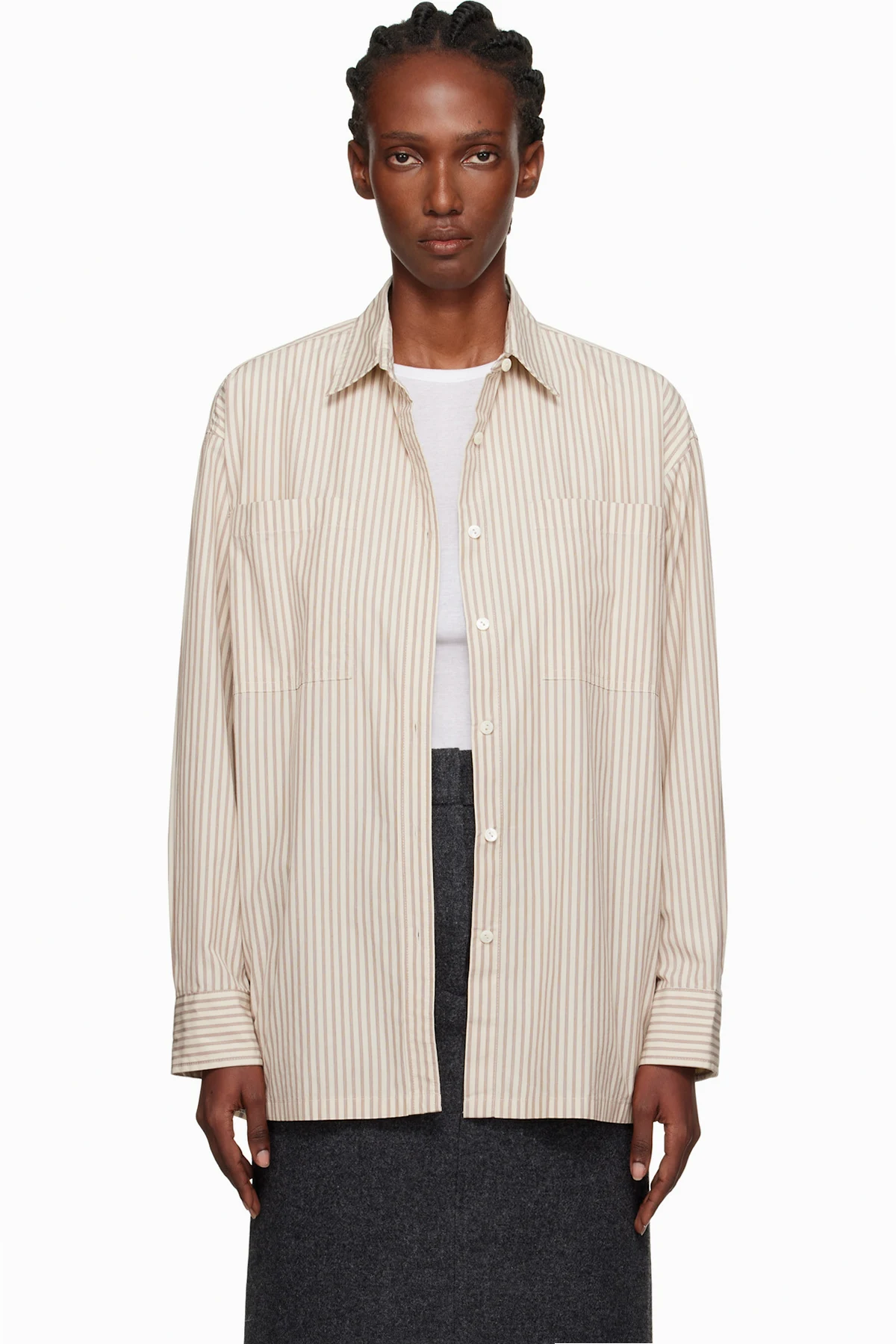 Beige Toro Oversized Stripe Shirt