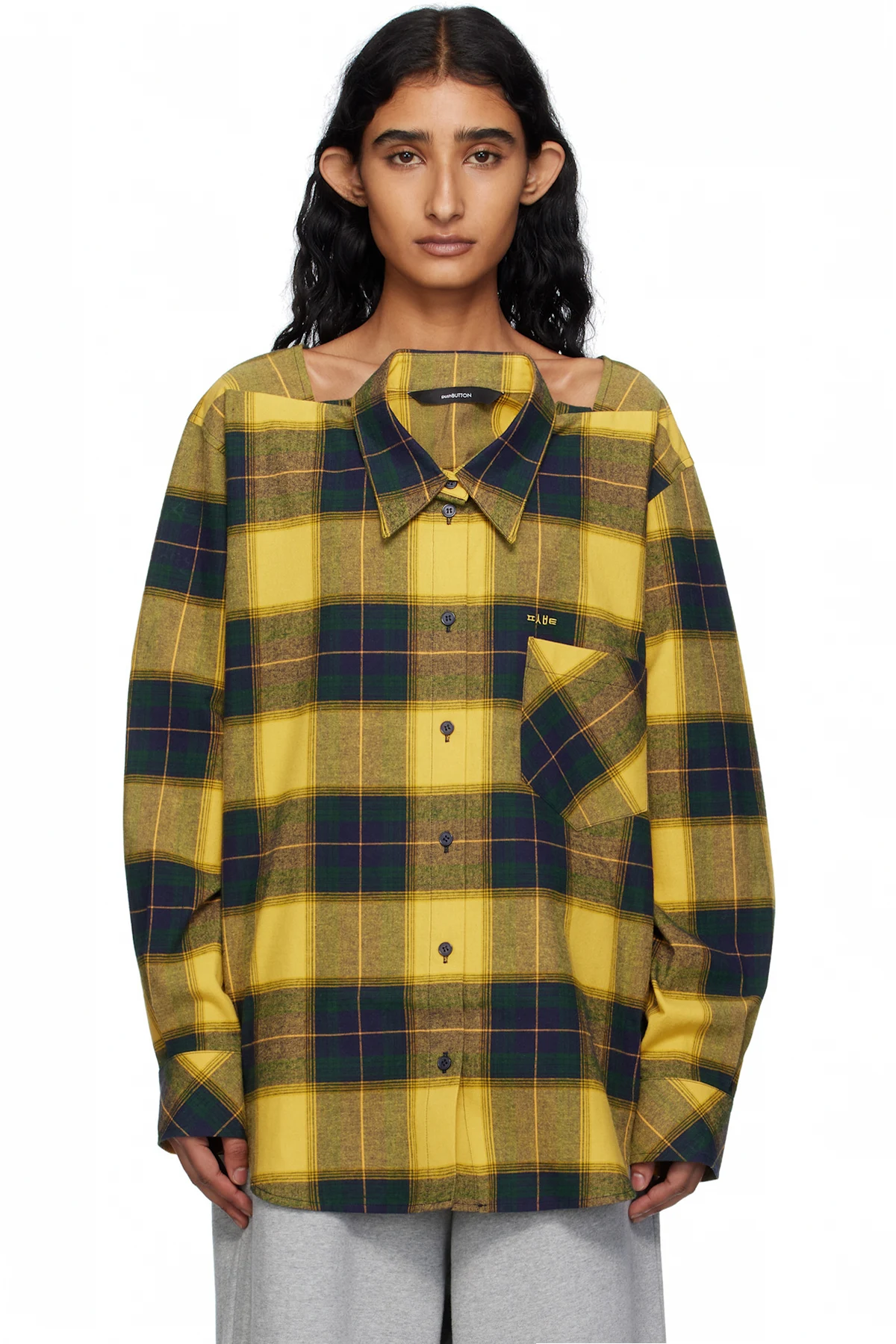 Yellow Check Movable Collar Shirt