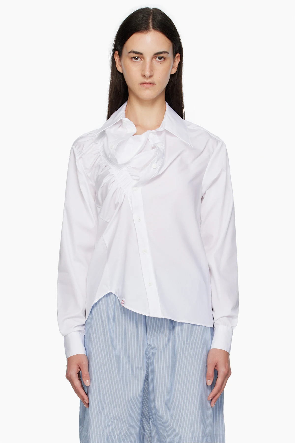 White Elasticated Ruffle Shirt