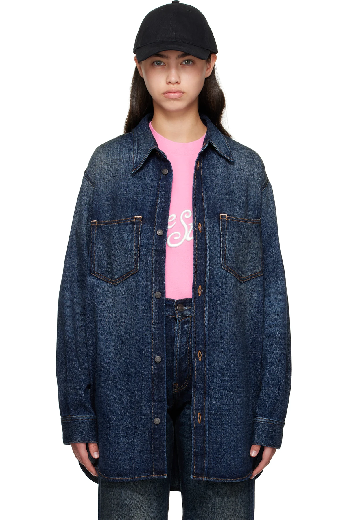 Blue Button-Up Denim Shirt