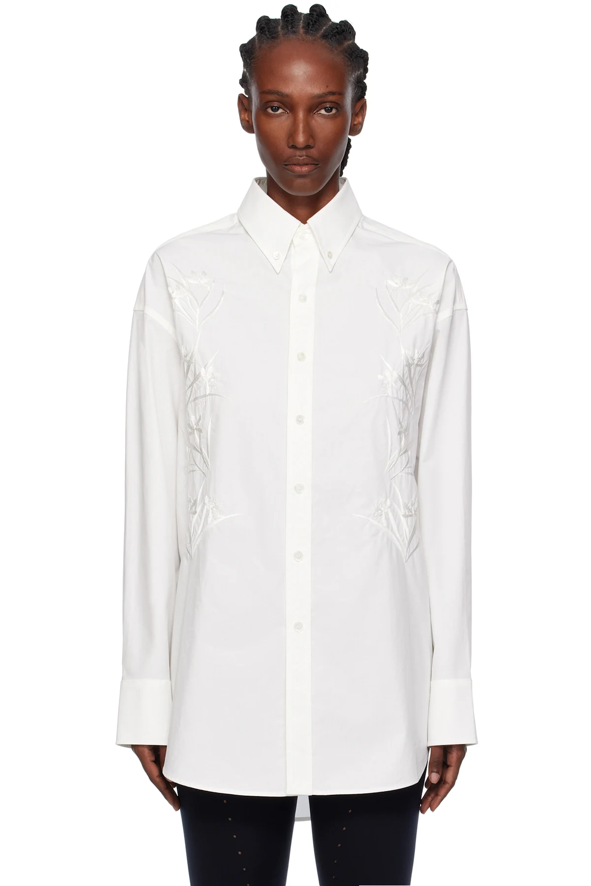 White Embroidery Poplin Shirt