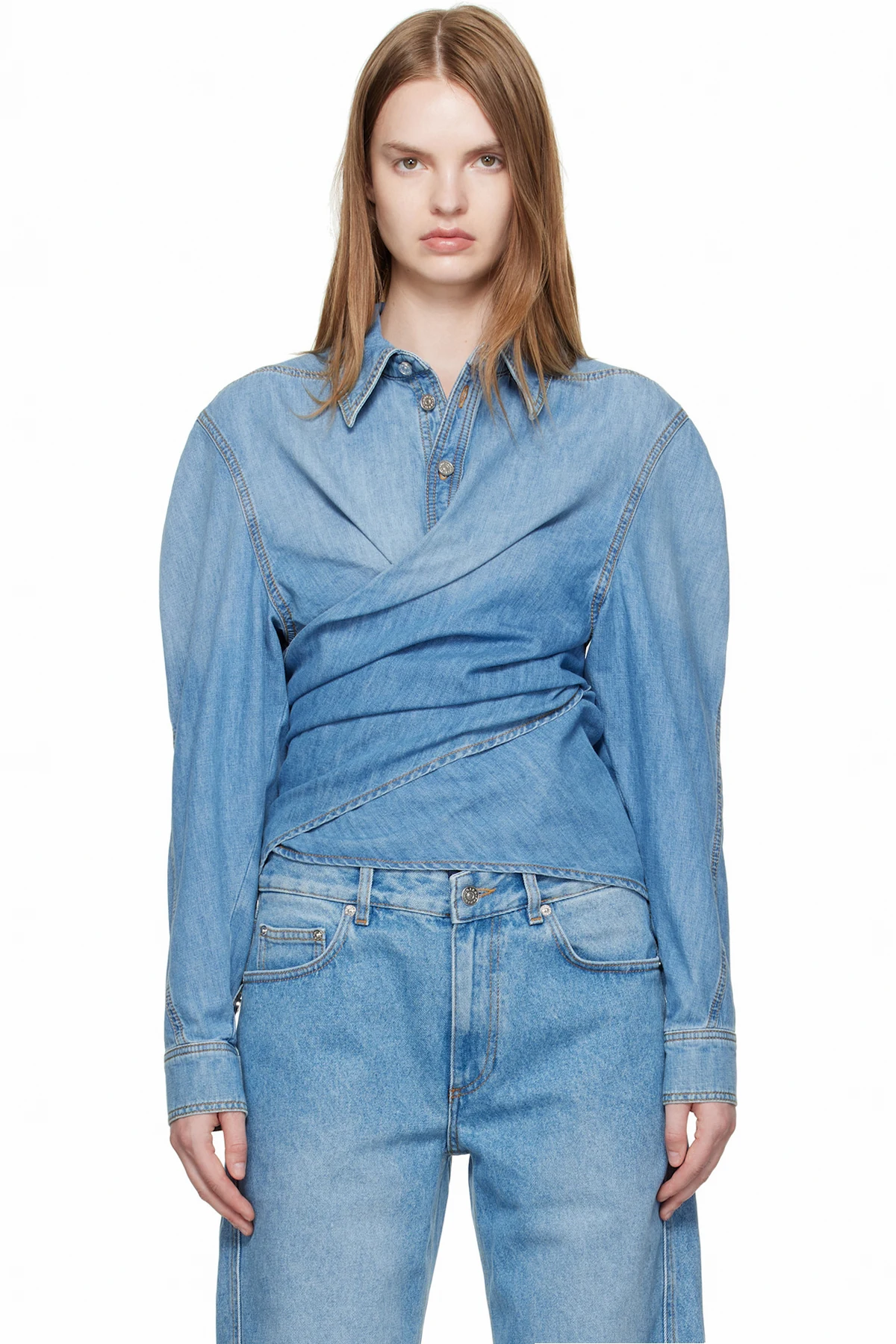 Blue Wrapped Chambray Shirt