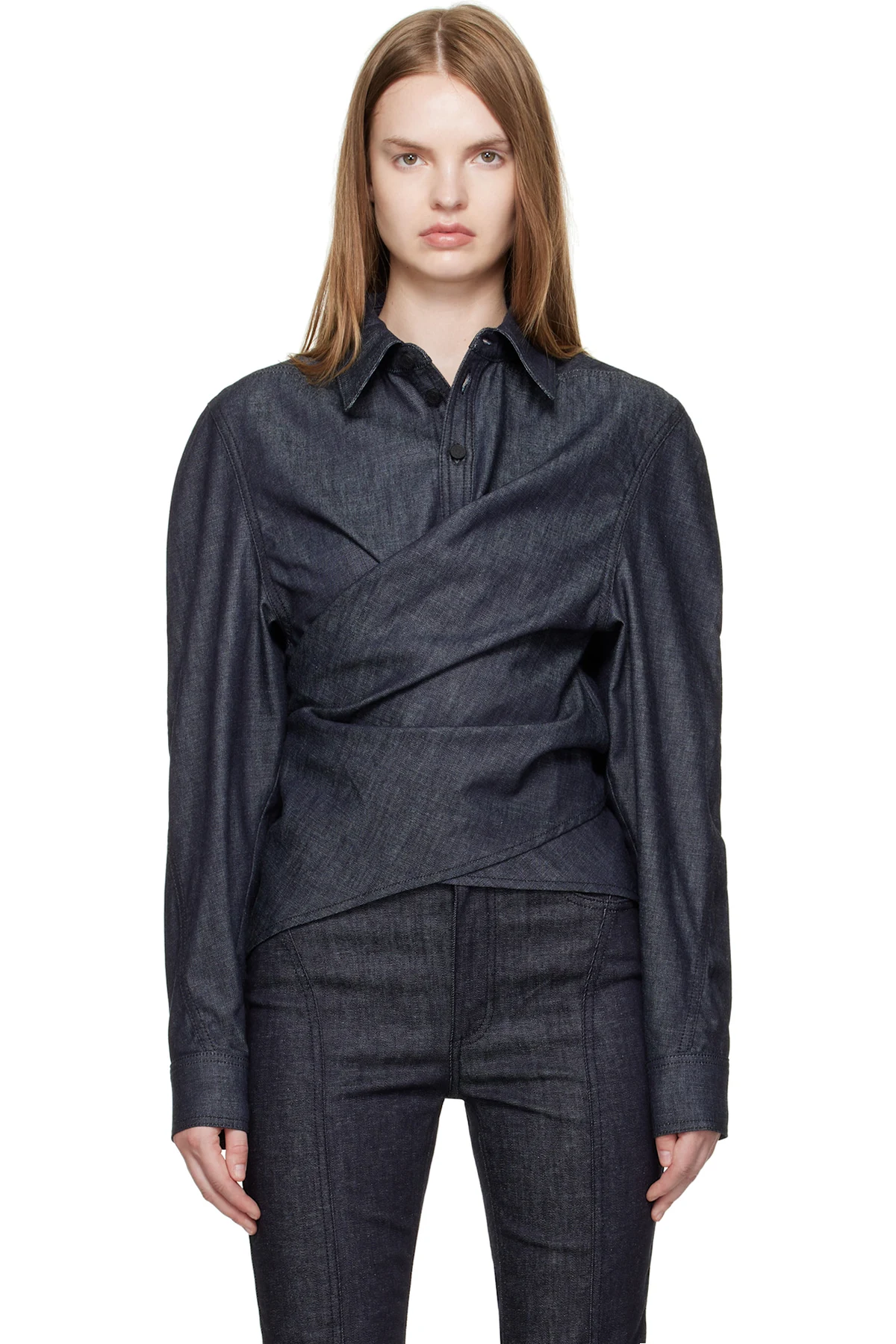 Indigo Wrapped Chambray  Shirt