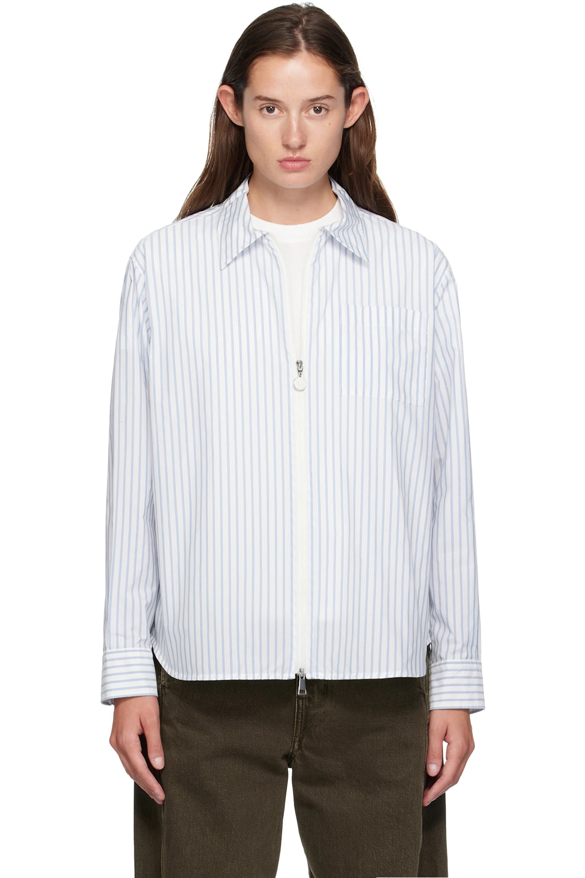 White & Blue Striped Shirt