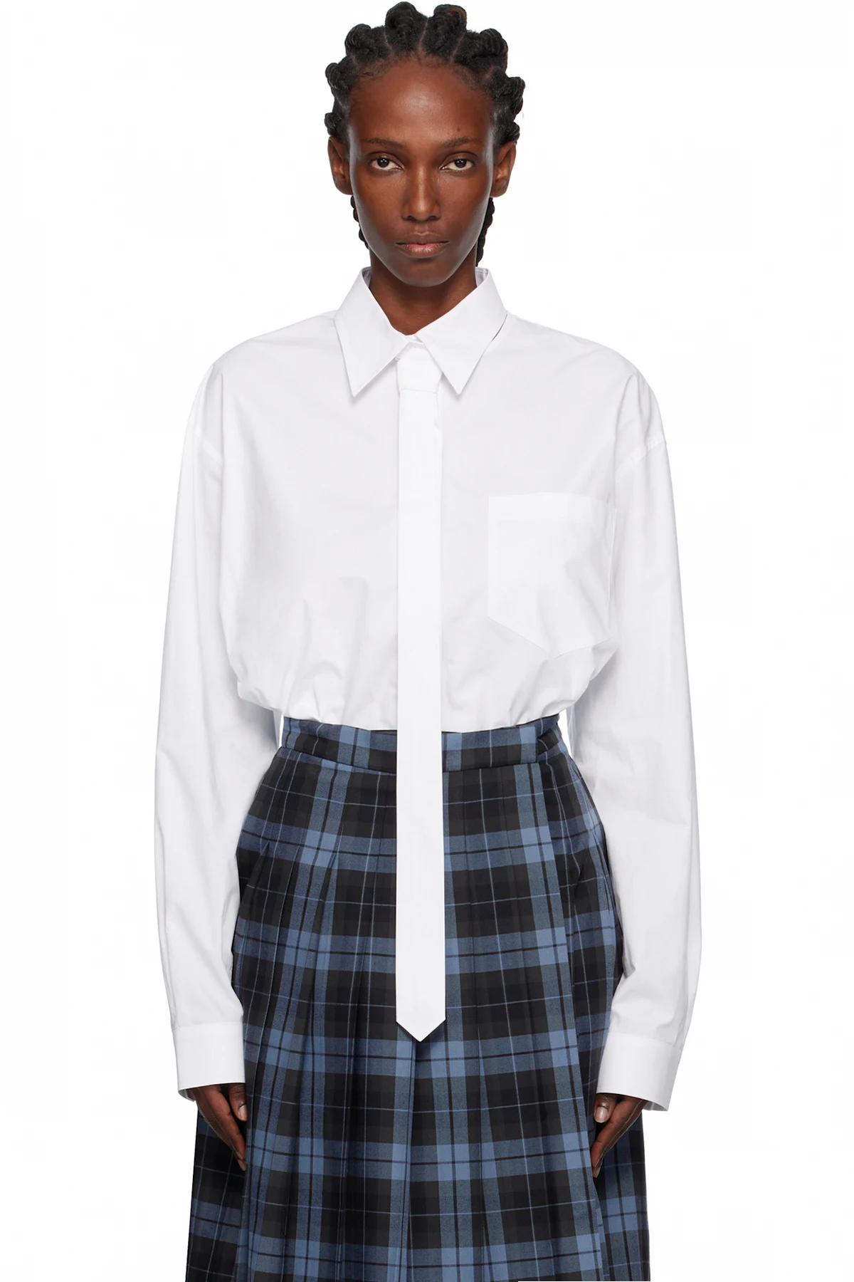 White Neck Tie Shirt
