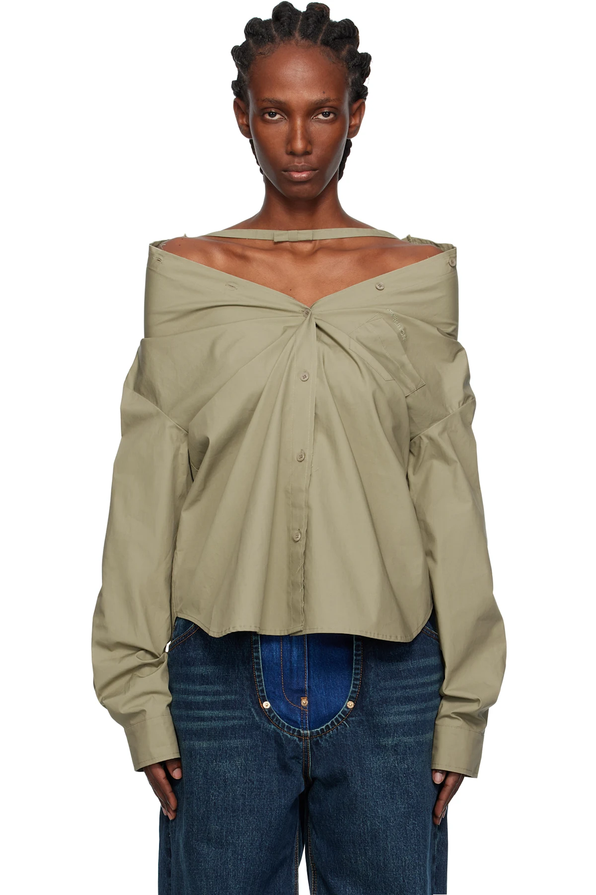 Khaki Dropped Shoulder Shirt