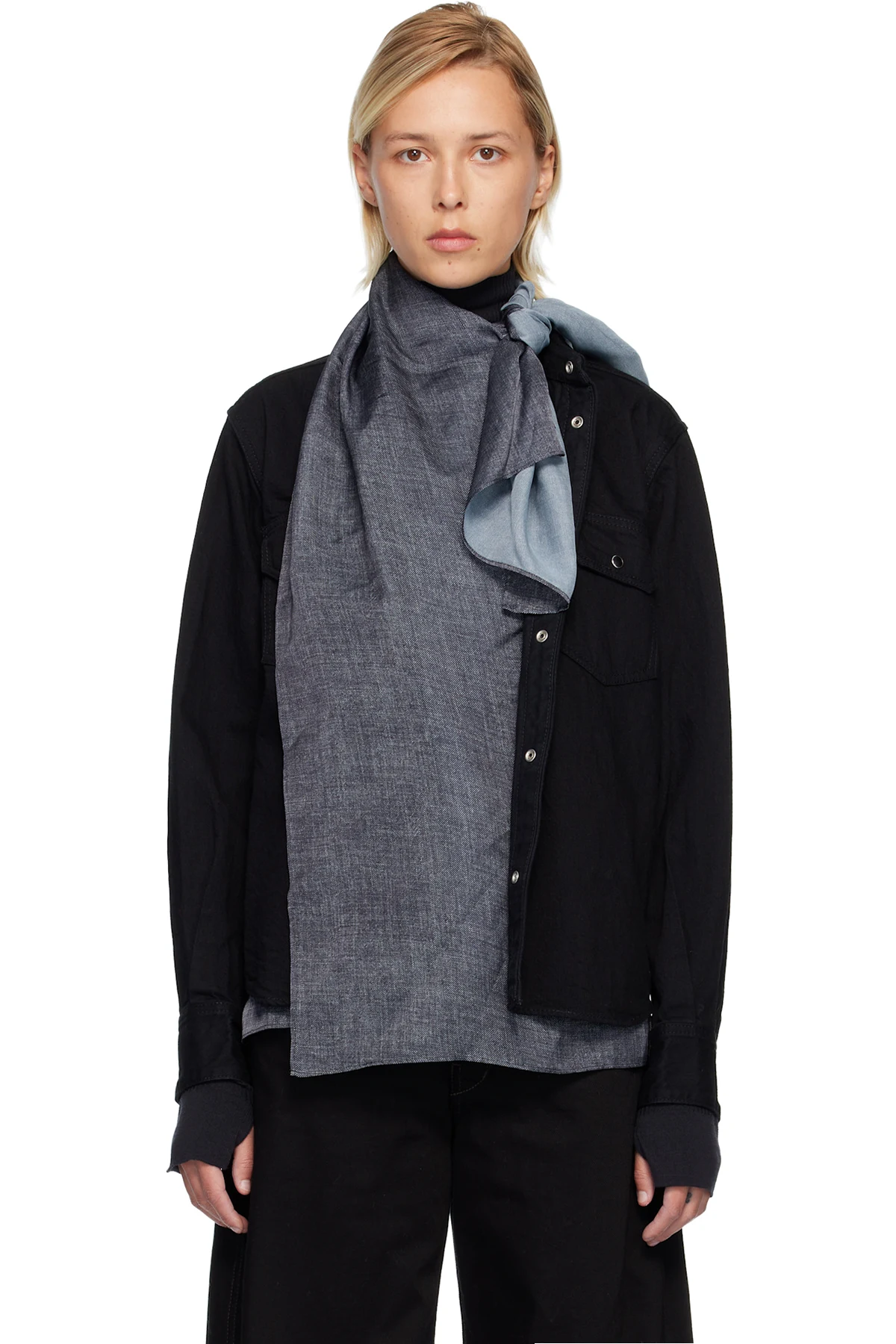 Black Satin & Denim Shirt