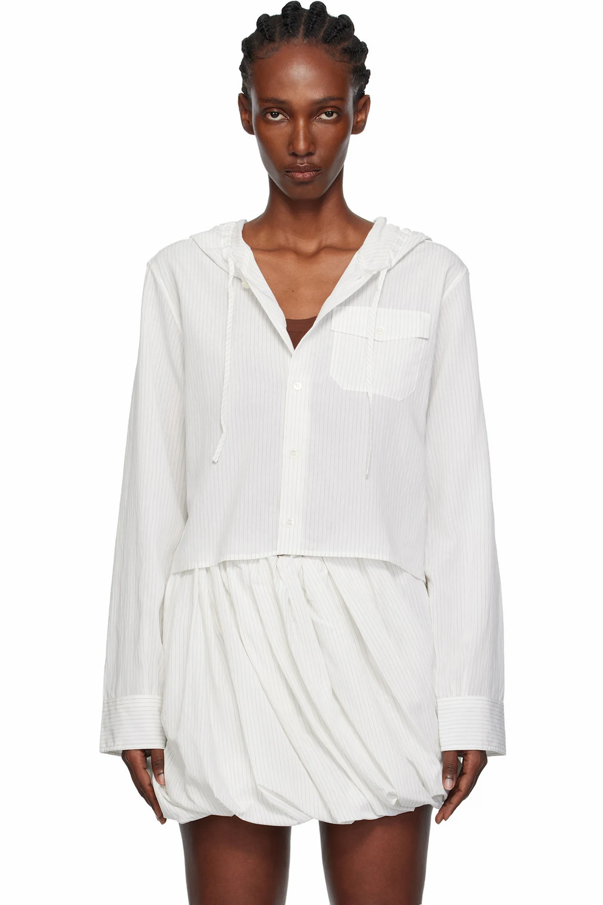 Off-White Cropped Hooded Shirt