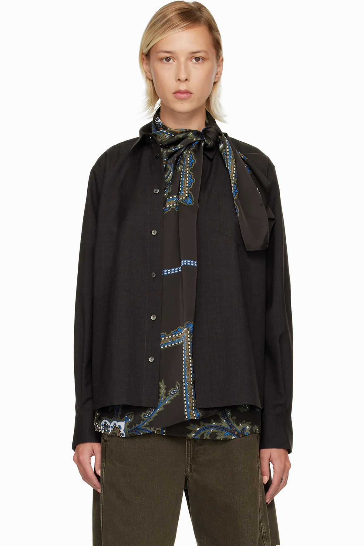 Brown Suiting & Paisley Print Shirt