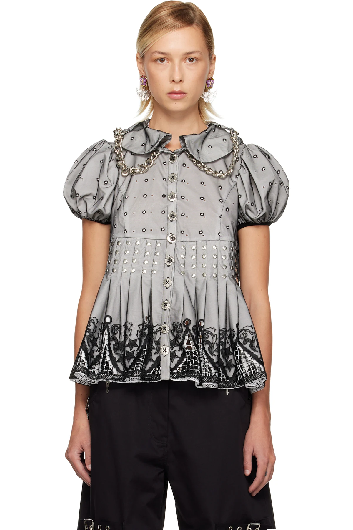 Black & White Beryl Short Sleeve Blouse