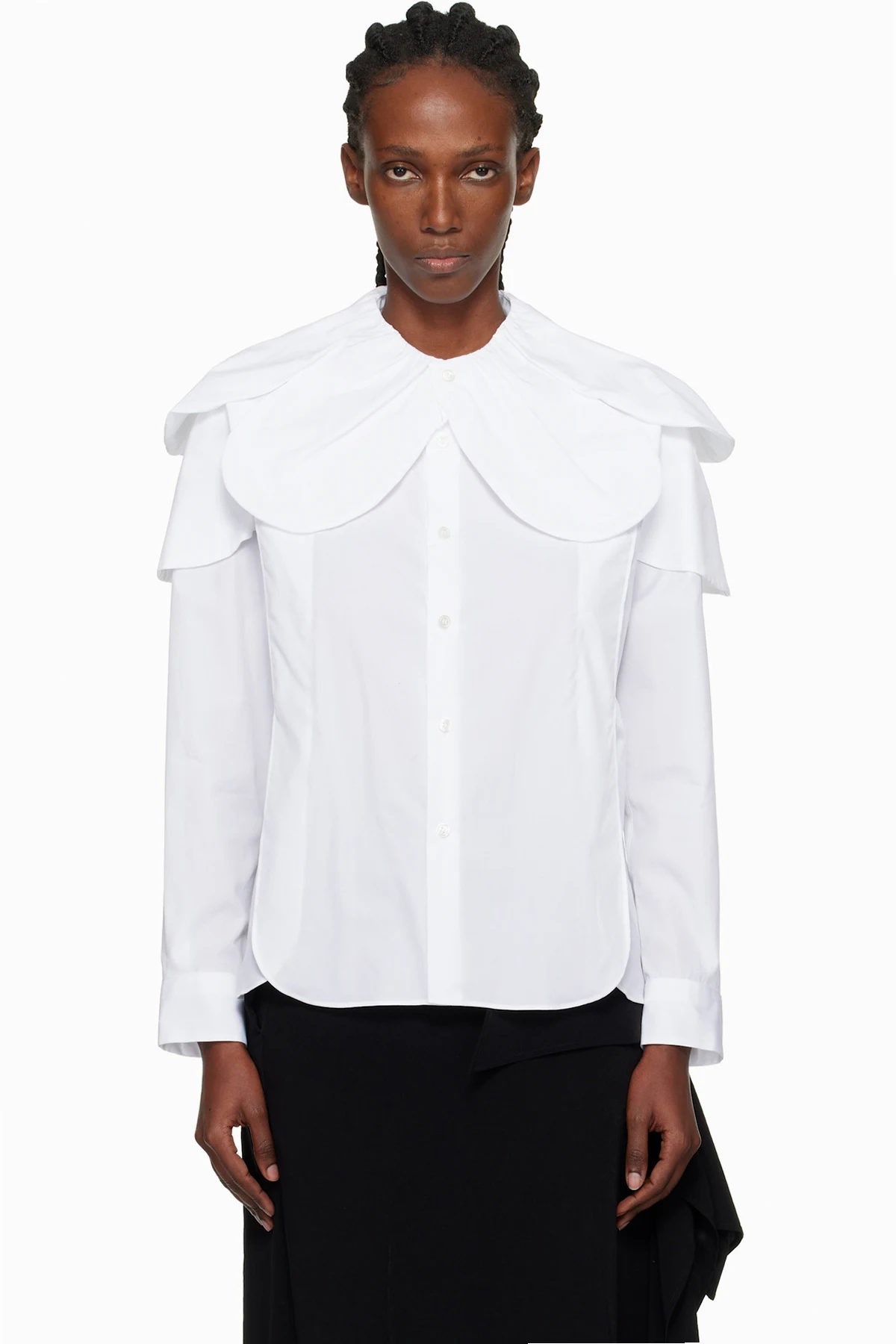 White Flower Collar Shirt