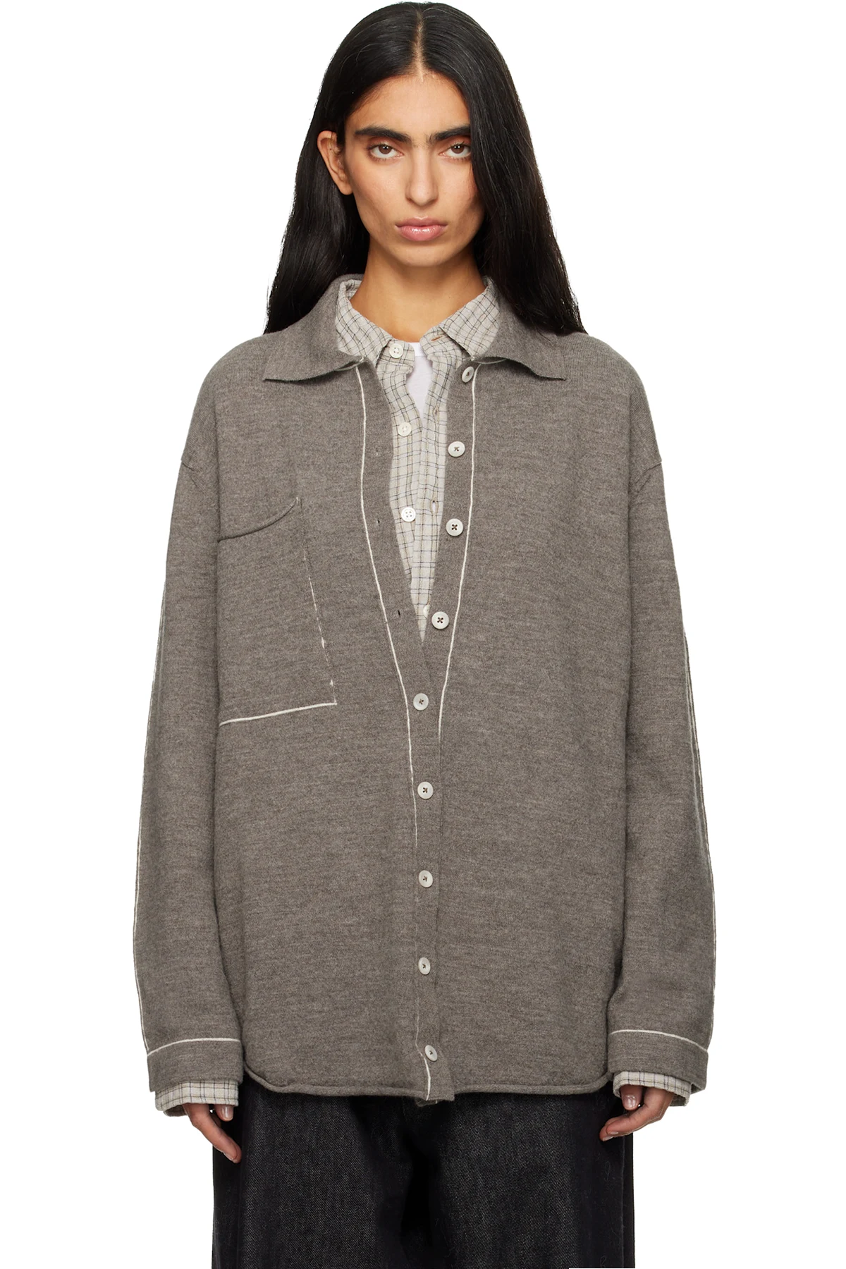 Gray Stitch Big Shirt