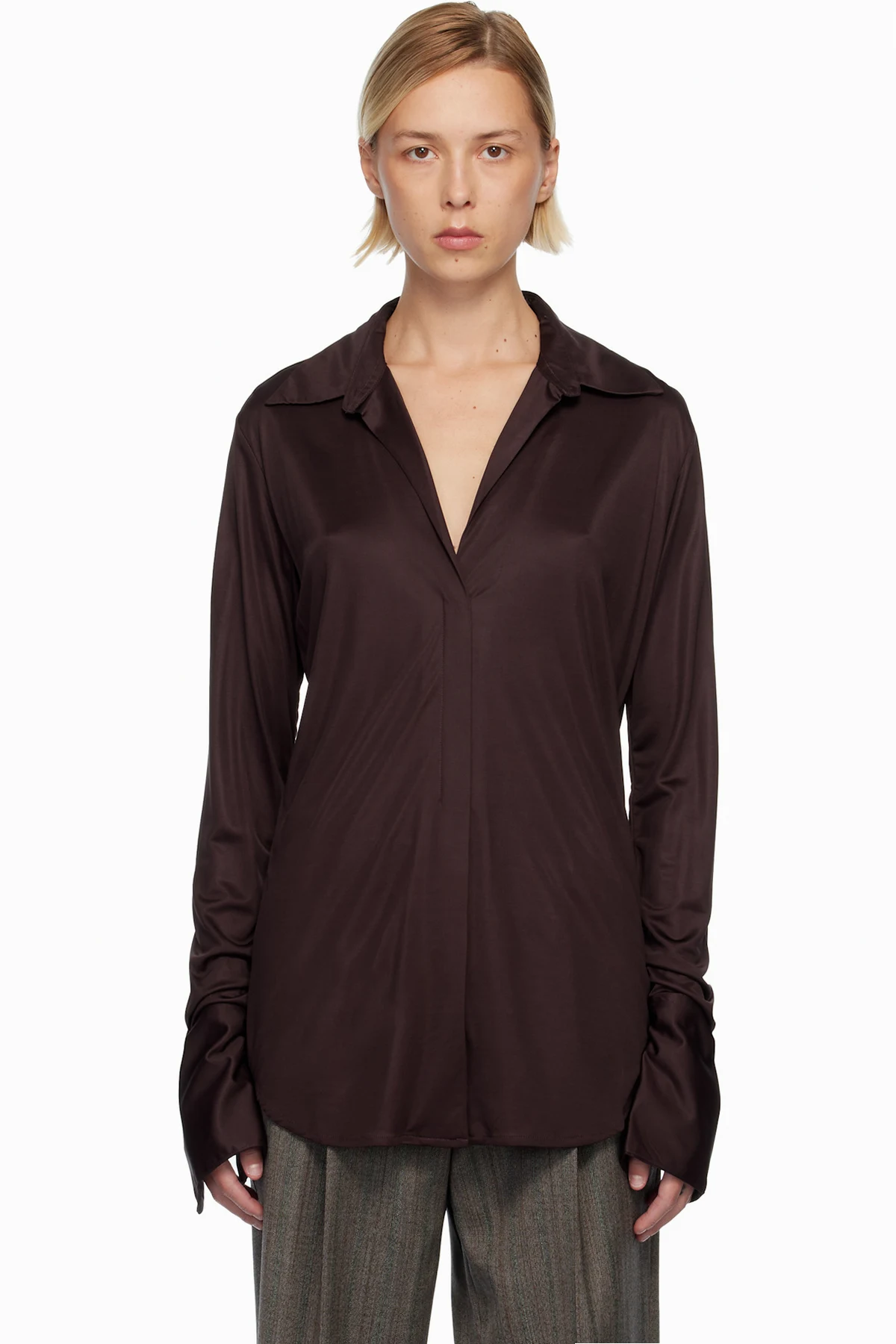 Burgundy Satin Shirt