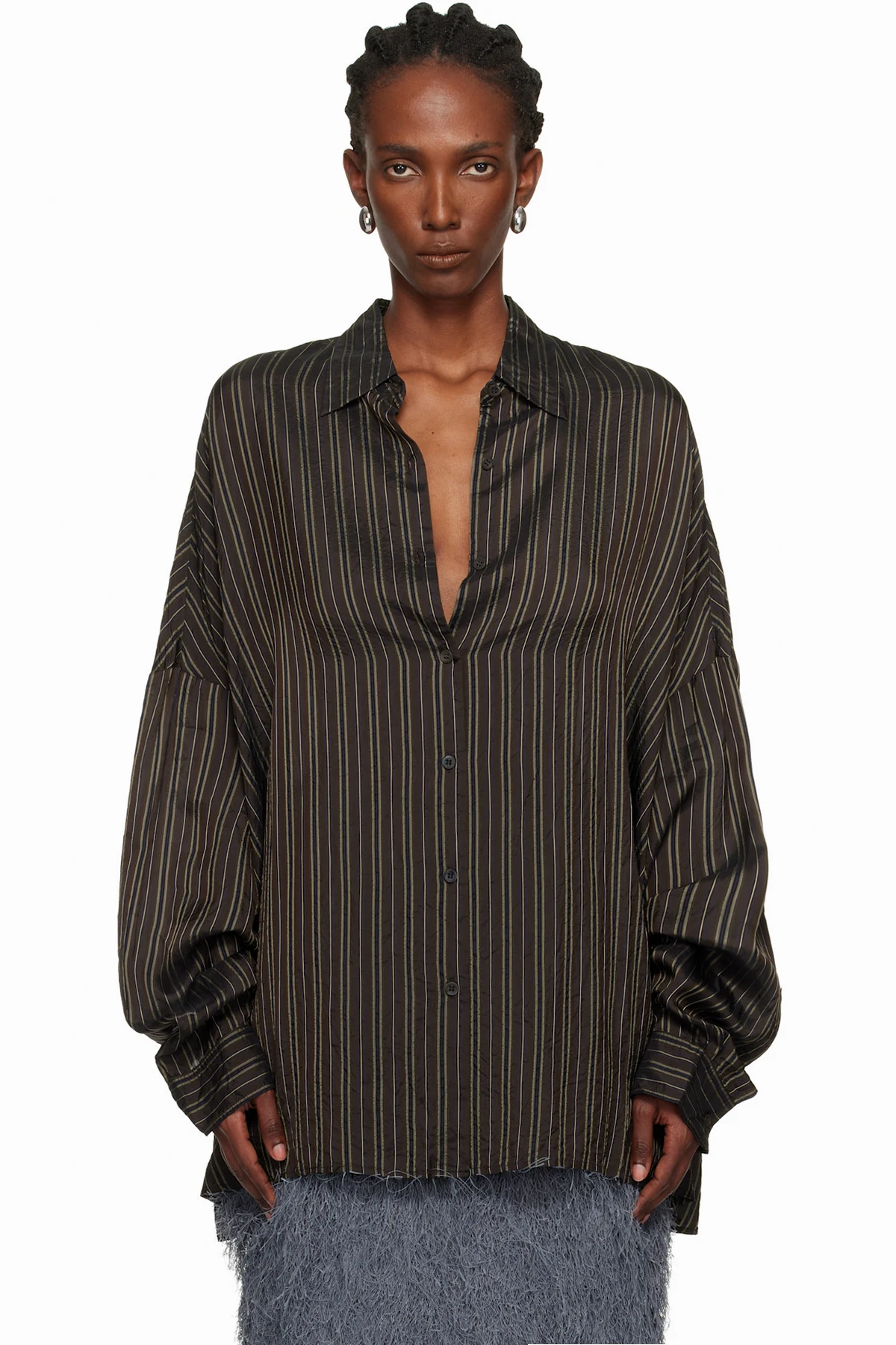 Brown Cupro Cocoon Shirt