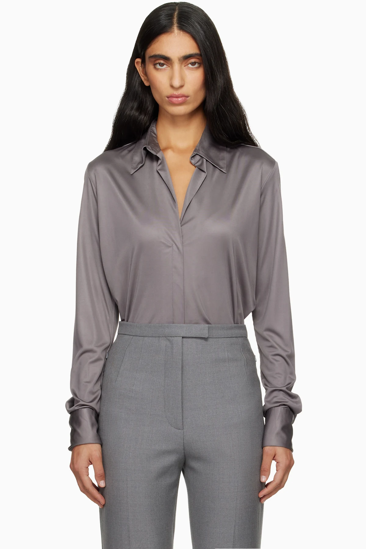 Gray Satin Shirt