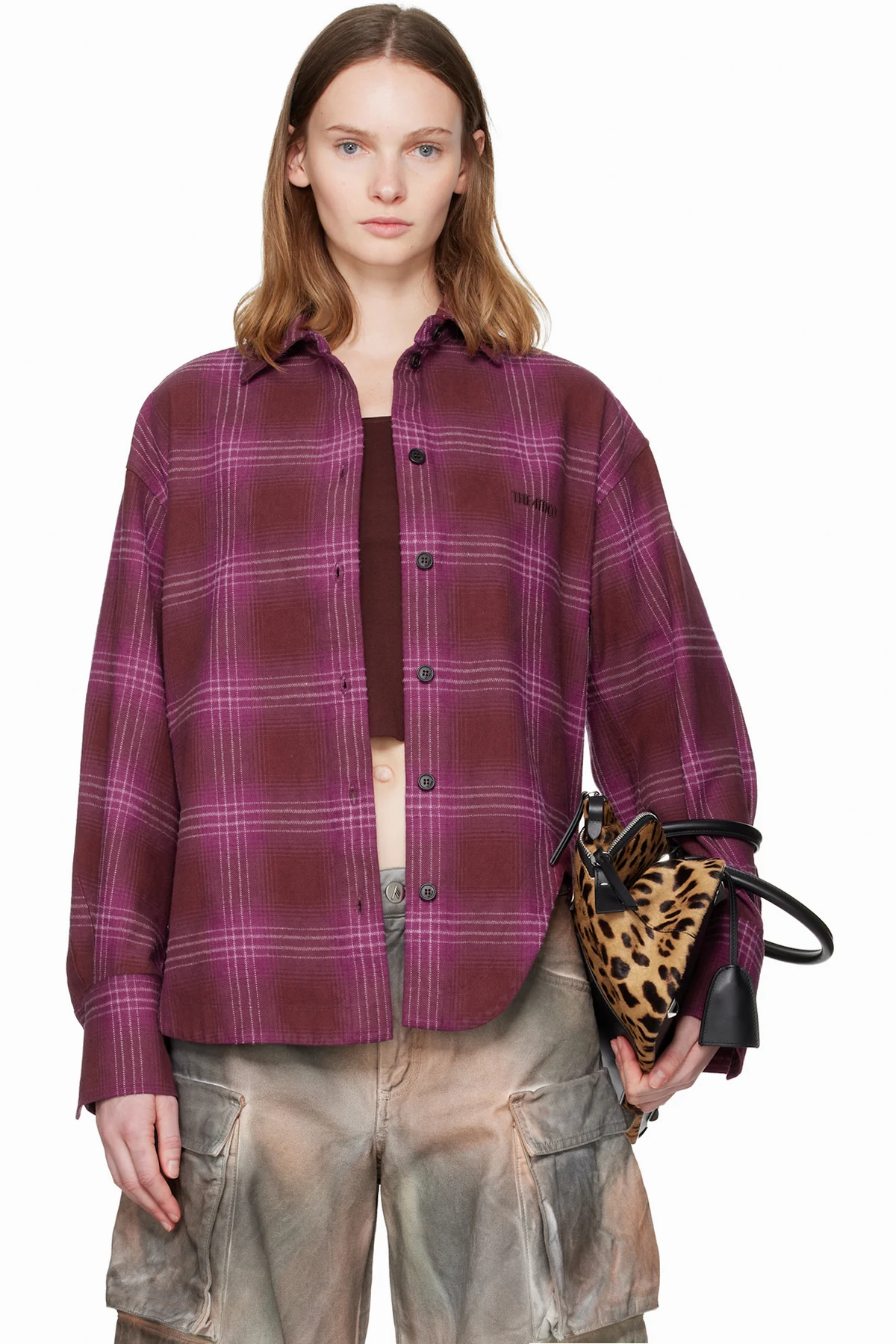 Burgundy & Pink Wool Cotton Check Shirt