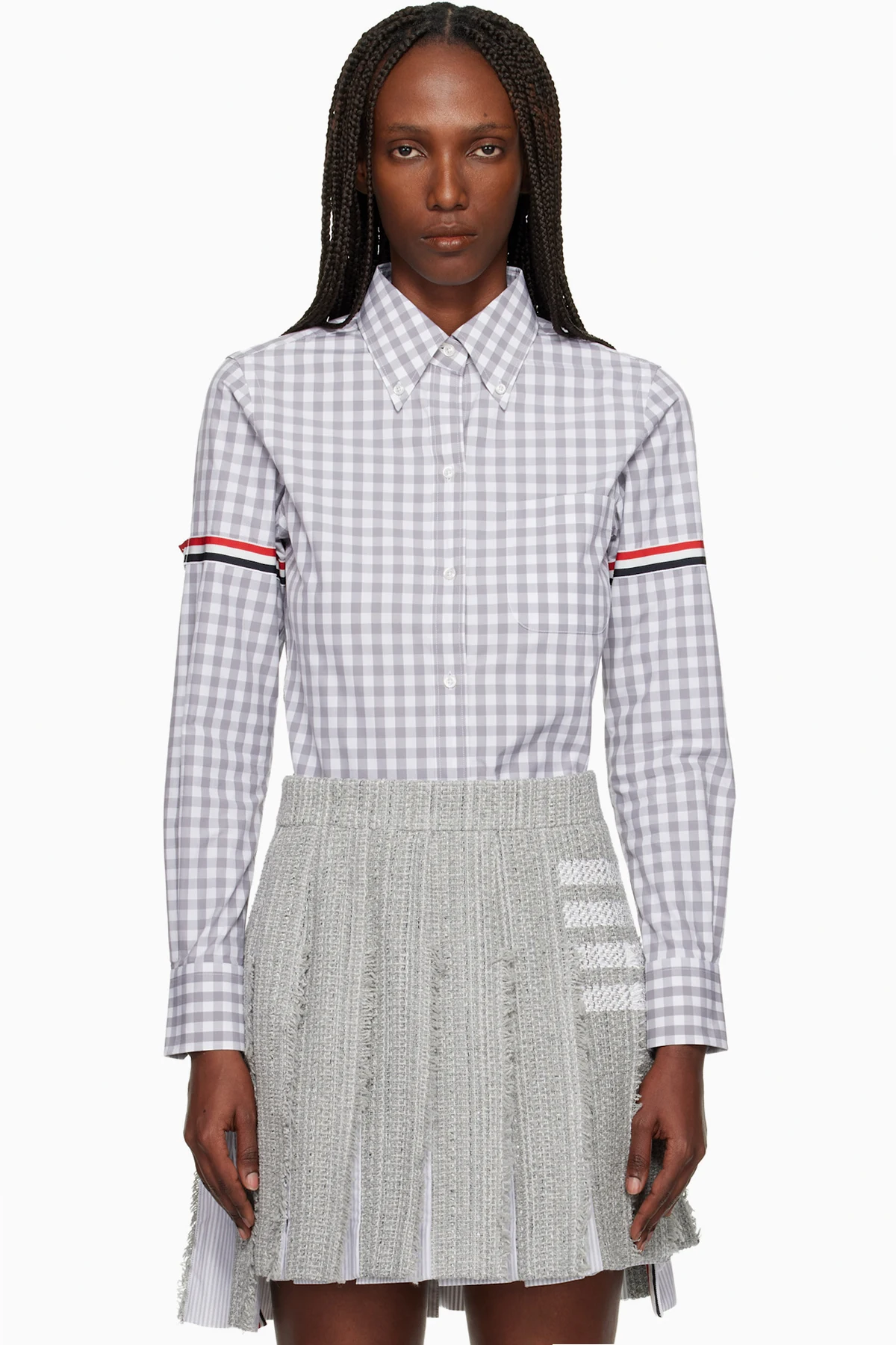Gray Classic Long Sleeve Point Collar Shirt